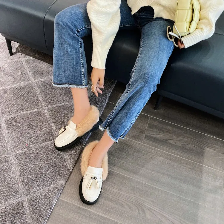 Flat Jelly Shoes Women's Solid Color Tassel Platform Slip on Flats Shoes