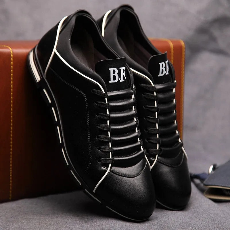Spring Autumn New Men Shoes Casual Sneakers Fashion Solid Leather Shoes Formal Business Sport Flat Round Toe Light Breathable202 Flat Low Heel Wedding Shoes