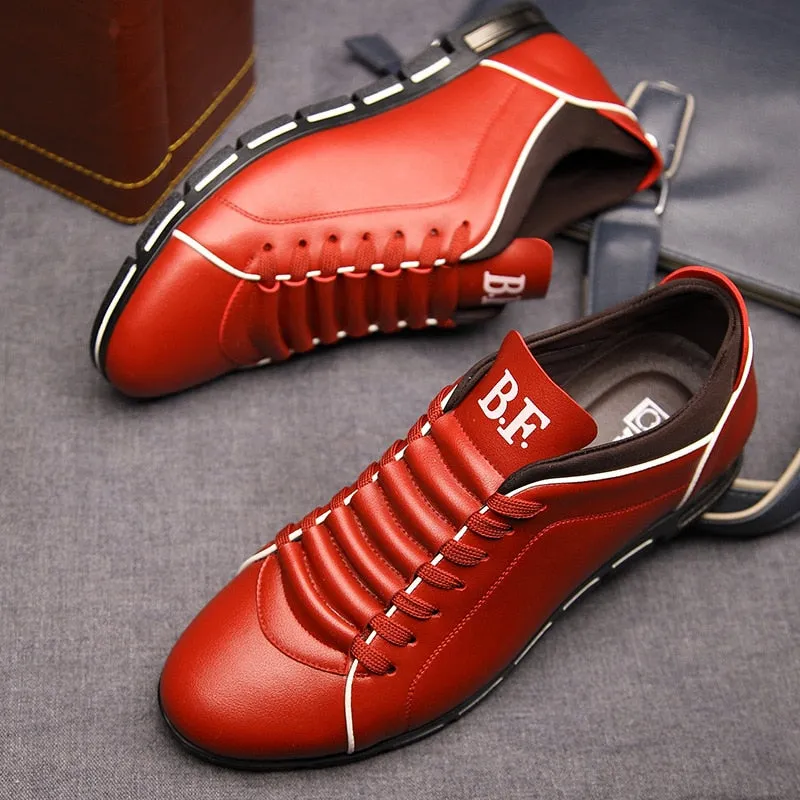 Cocktail Dress Flat Shoes Spring Autumn New Men Shoes Casual Sneakers Fashion Solid Leather Shoes Formal Business Sport Flat Round Toe Light Breathable202