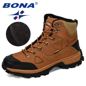 Zion Hiking Shoes BONA New Designers  Leather Hiking Shoes Men Winter Outdoor Mens Sport  ShoesTrekking Mountain Athletic Shoes Man