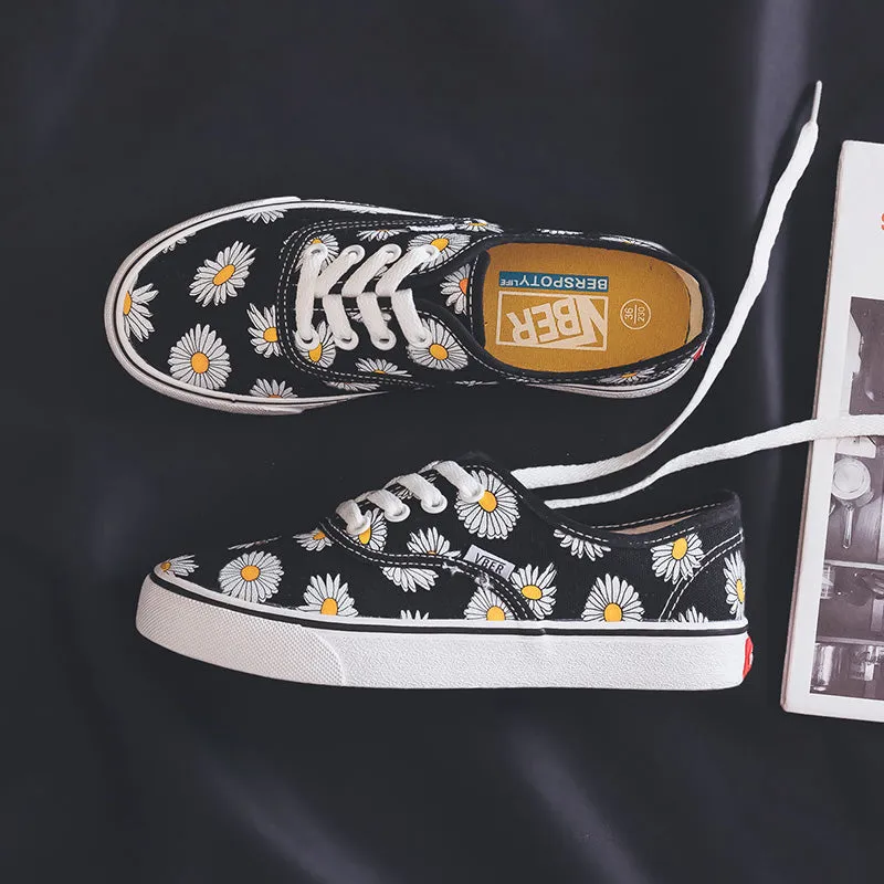 Flat Foot Shoe Insert Student Daisy Canvas Shoes AD11336