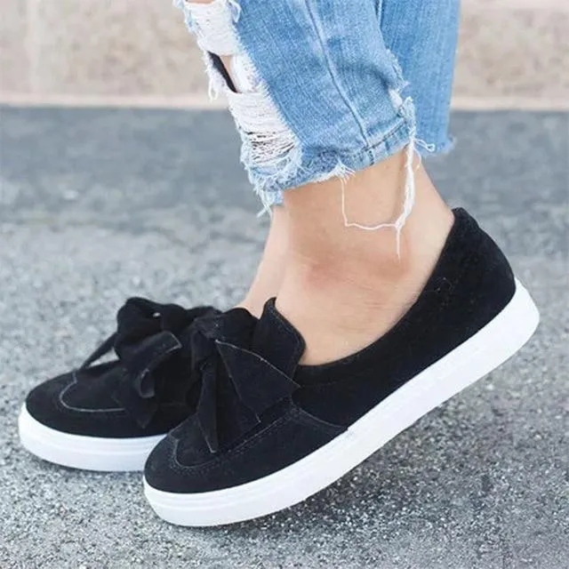 Women Nubuck Loafers Casual Bowknot Shoes Cortez Basic Leather Casual Shoes