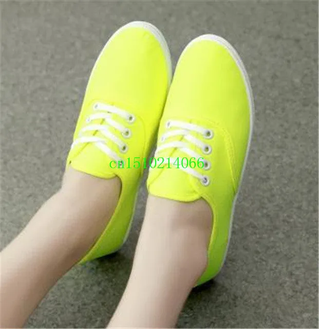 Lady candy color flat shoes with non-slip cow muscle casual shoes new women shoes multicolor canvas shoes  Large size 35 - 42 Slipper Flats Shoes