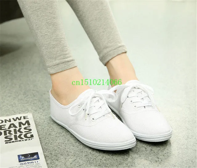 Lady candy color flat shoes with non-slip cow muscle casual shoes new women shoes multicolor canvas shoes  Large size 35 - 42 Flat Arch Running Shoes