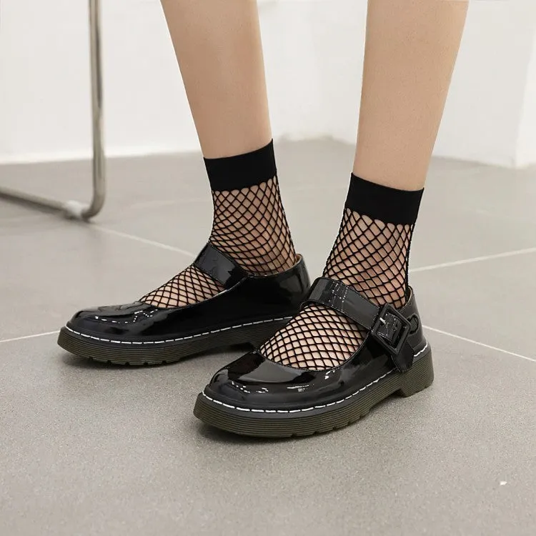 Best Shoes For Biking Flat Pedals Women's Patent Leather Mary Jane Pumps Flats Shoes