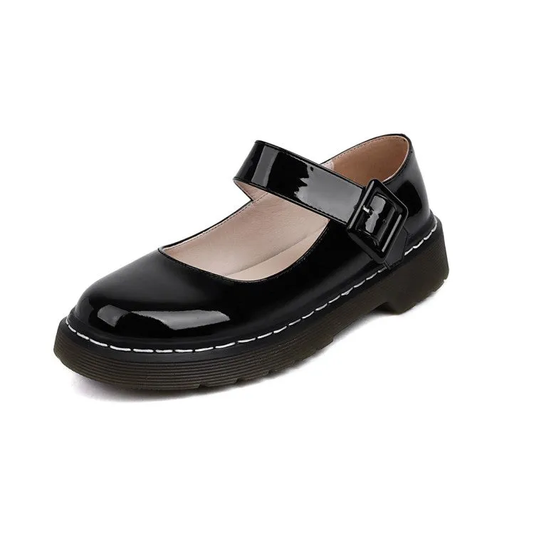Women's Patent Leather Mary Jane Pumps Flats Shoes Bride Shoes