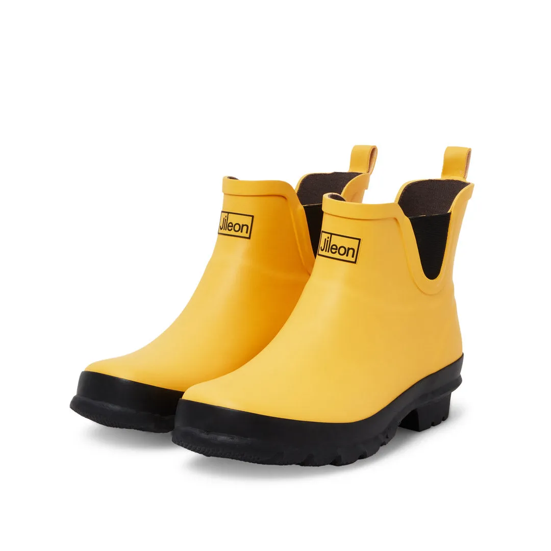 Comfortable Shoes Waterproof Ankle Wellies - Yellow Matt - Wide Foot - Easy to Slip On