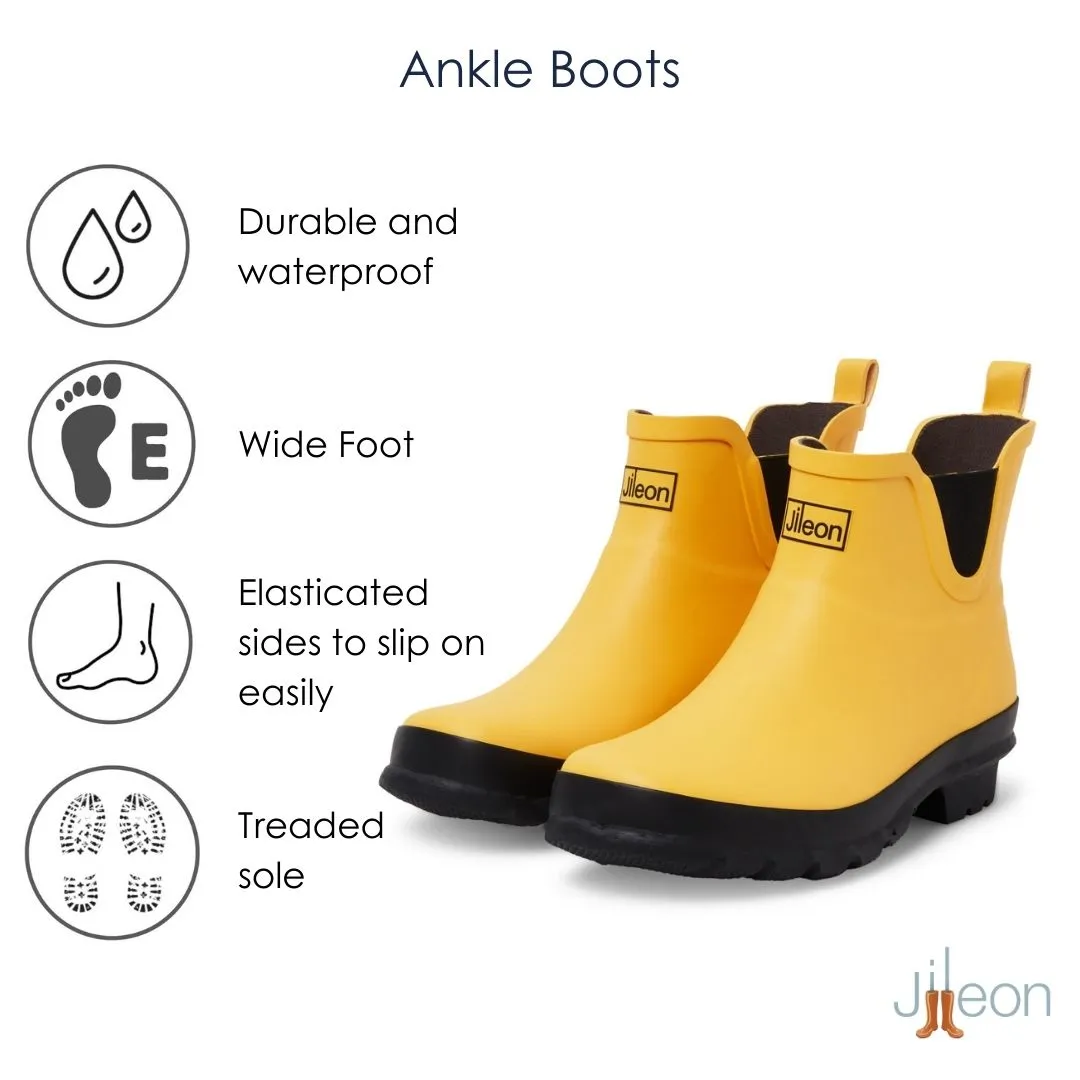 Waterproof Fishing Shoes Ankle Wellies - Yellow Matt - Wide Foot - Easy to Slip On