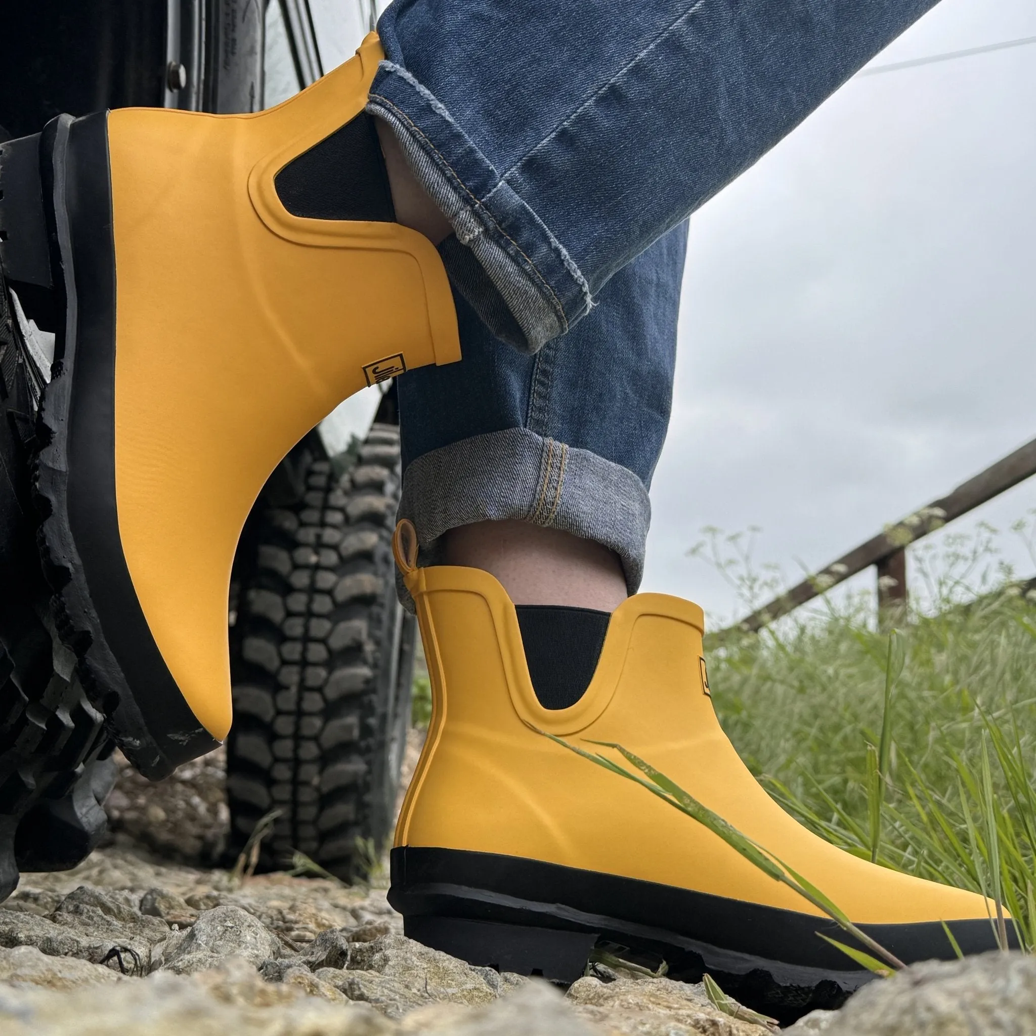 Ankle Wellies - Yellow Matt - Wide Foot - Easy to Slip On Best Waterproof Trail Shoes