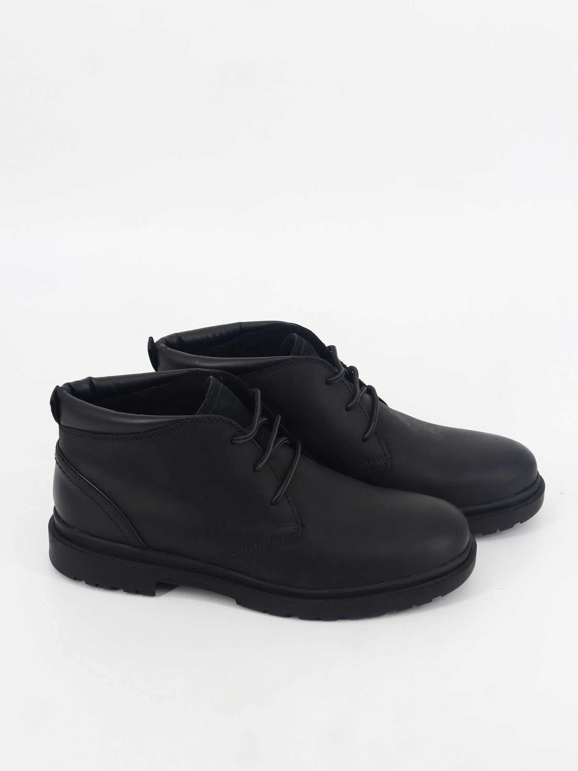Navy Casual Shoes Men's Plain Leather Ankle Boots,Black