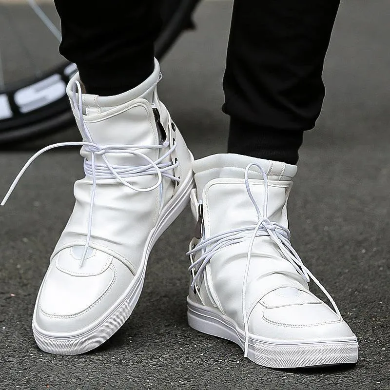 Chain Lace High Top Ankle Boots Flat Mountain Bike Shoe