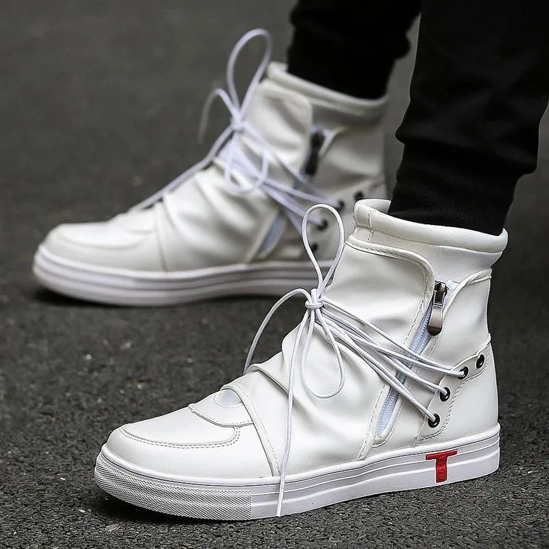 Chain Lace High Top Ankle Boots Best Shoes For Flat Feet Standing