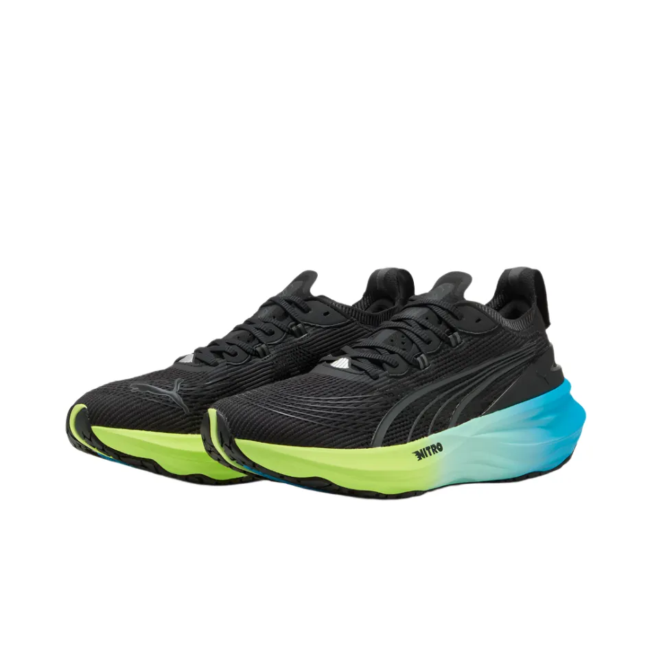 PUMA Men's Foreverrun NITRO 2 Running Shoes in PUMA Black/Fizzy Light/Speed Blue AW25 Asics Orthotic Shoes