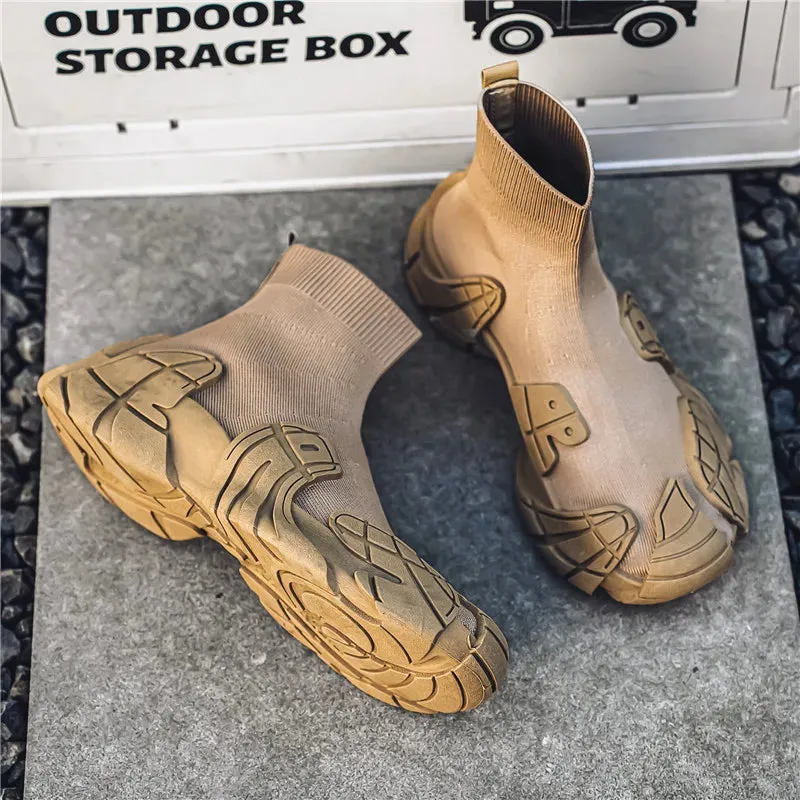 Safety Shoes Flat Feet Outdoor Winter Men Casual Boots Designer Soft Sneakers Breathbale Mens Socks Shoes Slip-On Flat Lightweight Walking Sport Shoes