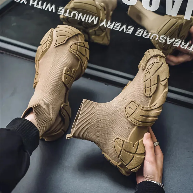 Print Shoes Flats Outdoor Winter Men Casual Boots Designer Soft Sneakers Breathbale Mens Socks Shoes Slip-On Flat Lightweight Walking Sport Shoes