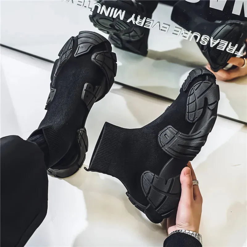 Flat Dress Shoes With Straps Outdoor Winter Men Casual Boots Designer Soft Sneakers Breathbale Mens Socks Shoes Slip-On Flat Lightweight Walking Sport Shoes