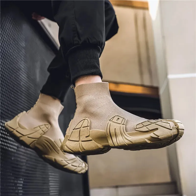 Denim Flat Shoes Outdoor Winter Men Casual Boots Designer Soft Sneakers Breathbale Mens Socks Shoes Slip-On Flat Lightweight Walking Sport Shoes