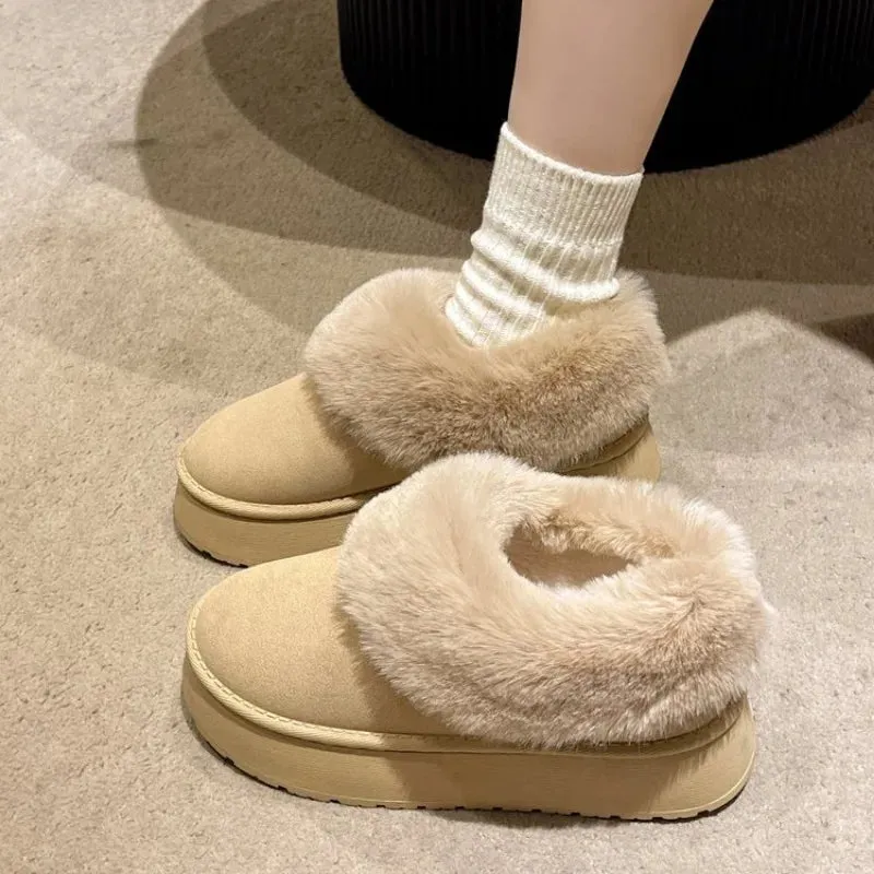 2024 New Warm Boots Women Winter Flats Shoes Short Plush Fur Ankle Snow Boots Best Spikeless Golf Shoes Waterproof