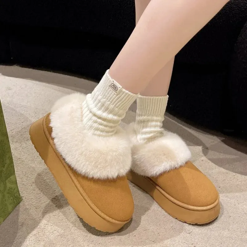 Best Waterproof Lightweight Shoes 2024 New Warm Boots Women Winter Flats Shoes Short Plush Fur Ankle Snow Boots