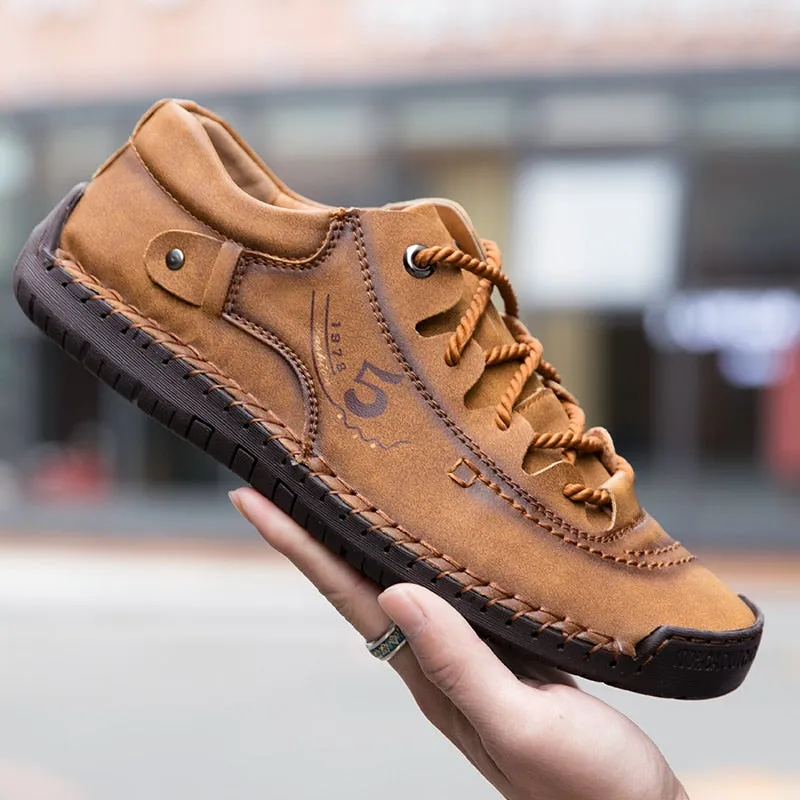 Jinquedai Men Casual Shoes Leather Outdoor Walking Sneakers  New Fashion Male Leisure Vacation Soft Driving Shoes Sneakers Men Shoes Reebok Casual Shoes