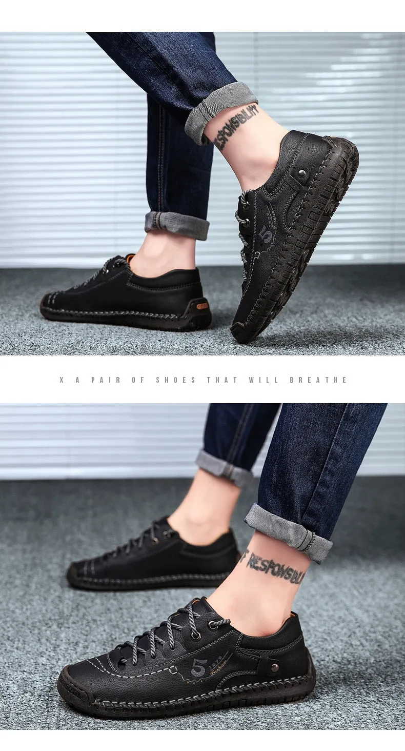 Casual Shoes For Standing All Day Jinquedai Men Casual Shoes Leather Outdoor Walking Sneakers  New Fashion Male Leisure Vacation Soft Driving Shoes Sneakers Men Shoes