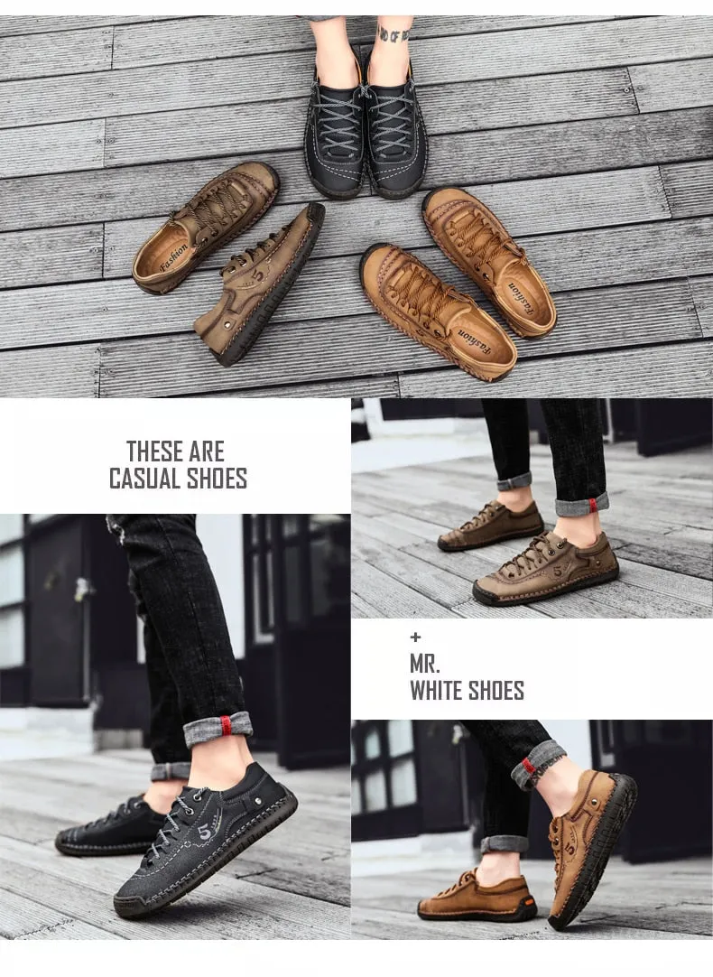 Casual Polo Shoes Jinquedai Men Casual Shoes Leather Outdoor Walking Sneakers  New Fashion Male Leisure Vacation Soft Driving Shoes Sneakers Men Shoes