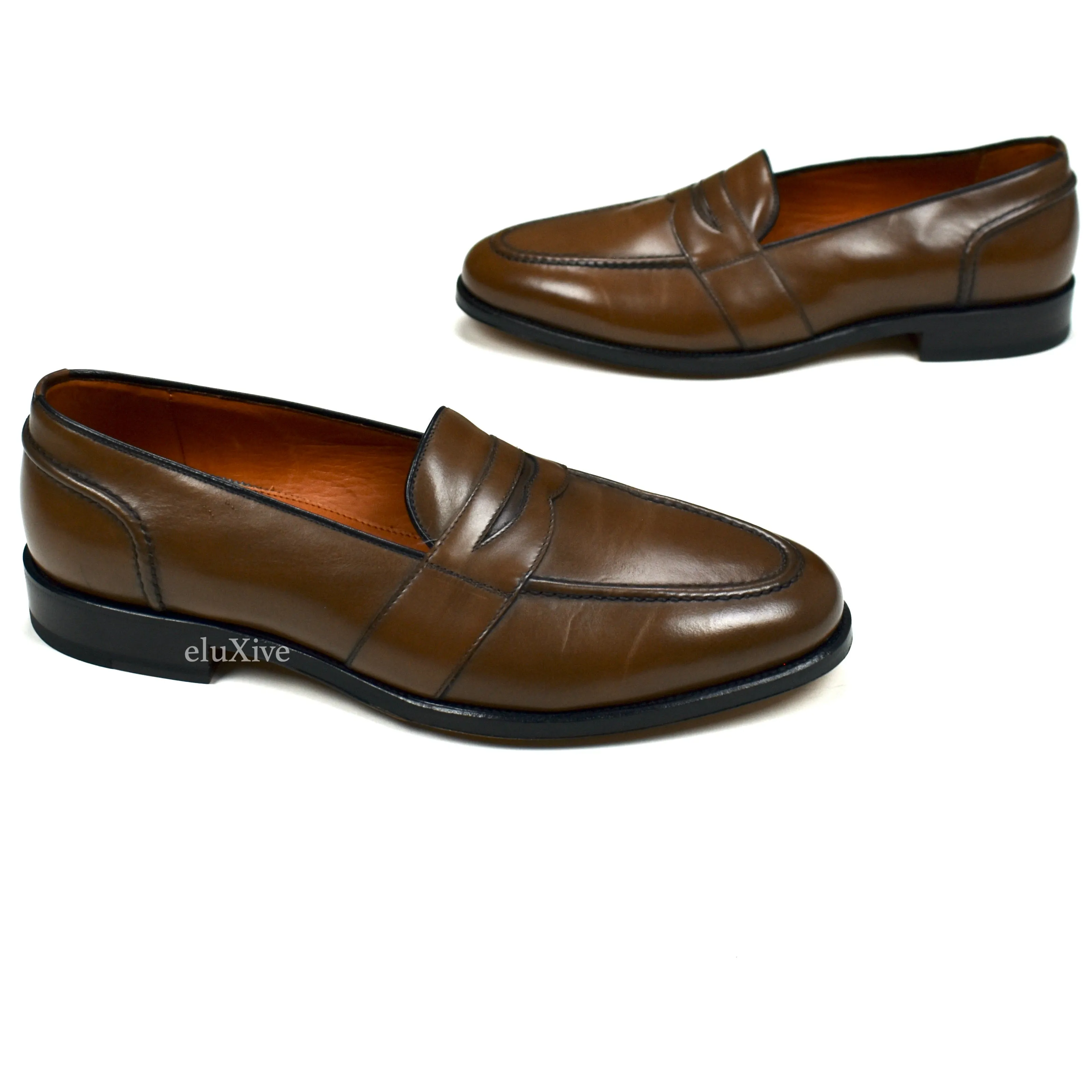 Soft Ballet Slippers Tom Ford - Brown Calf Leather Penny Loafers