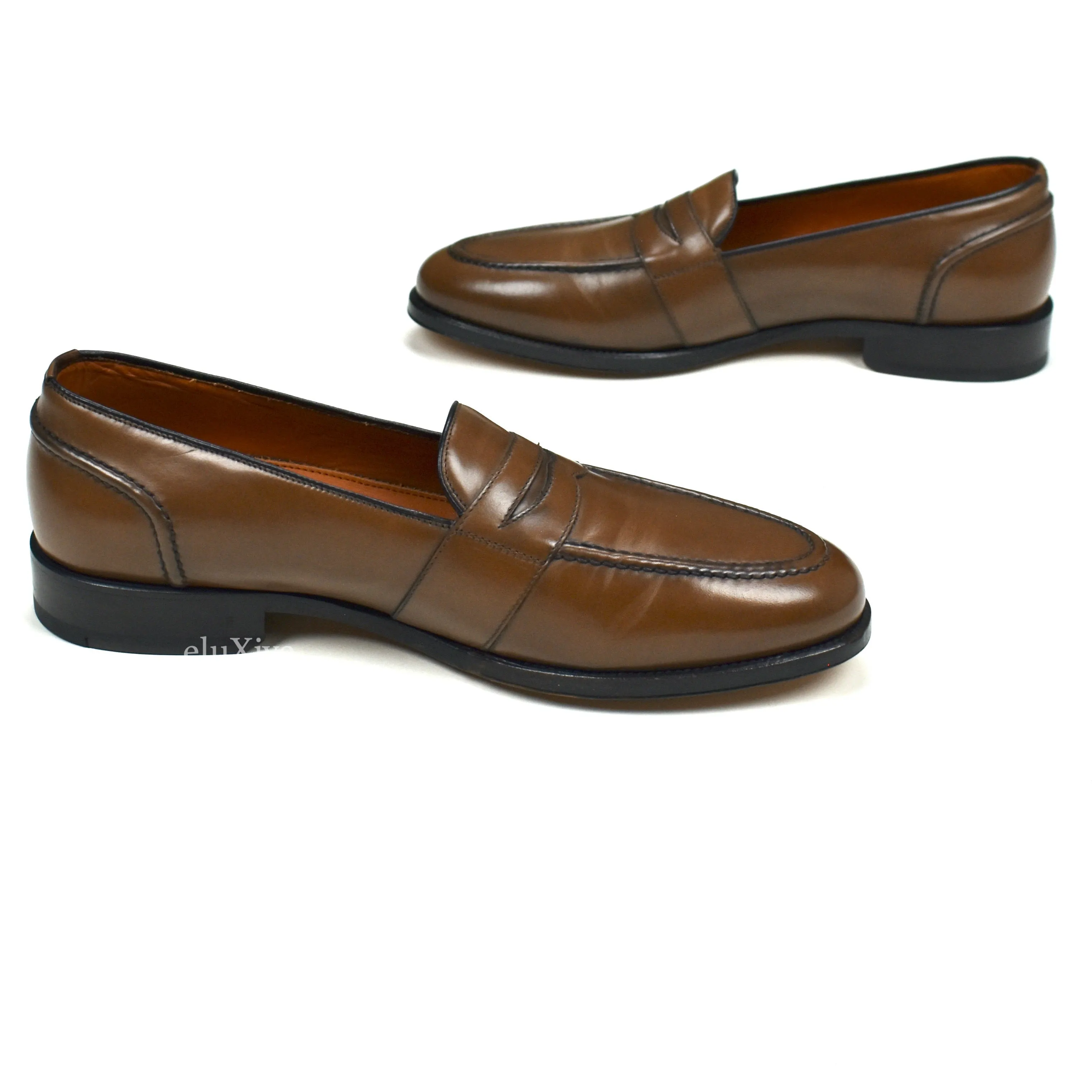 Tom Ford - Brown Calf Leather Penny Loafers Best Slippers For Wide Feet