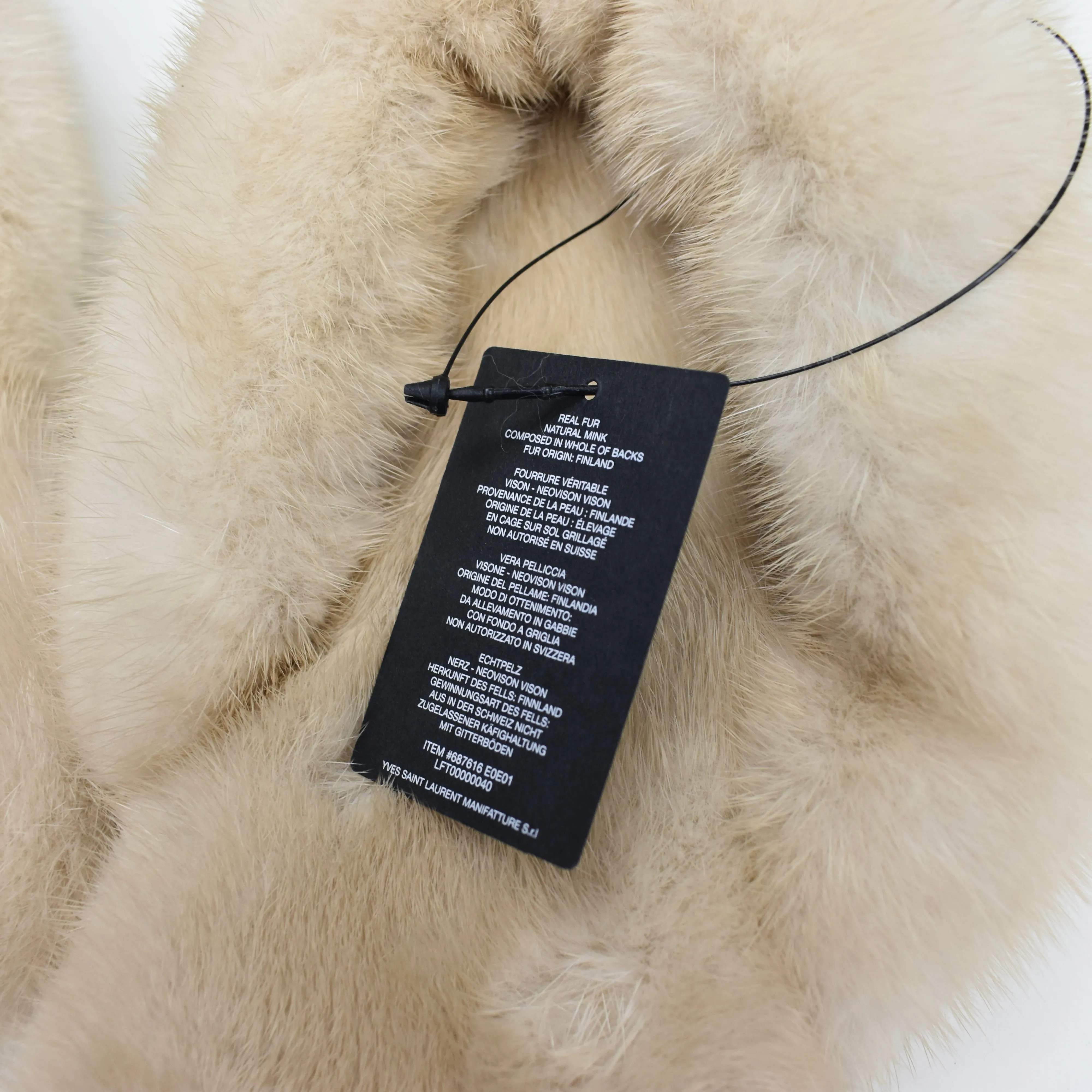 Saint Laurent - Beige Genuine Fur Pepe Flip Flops Hoodback Heather Knit Slippers