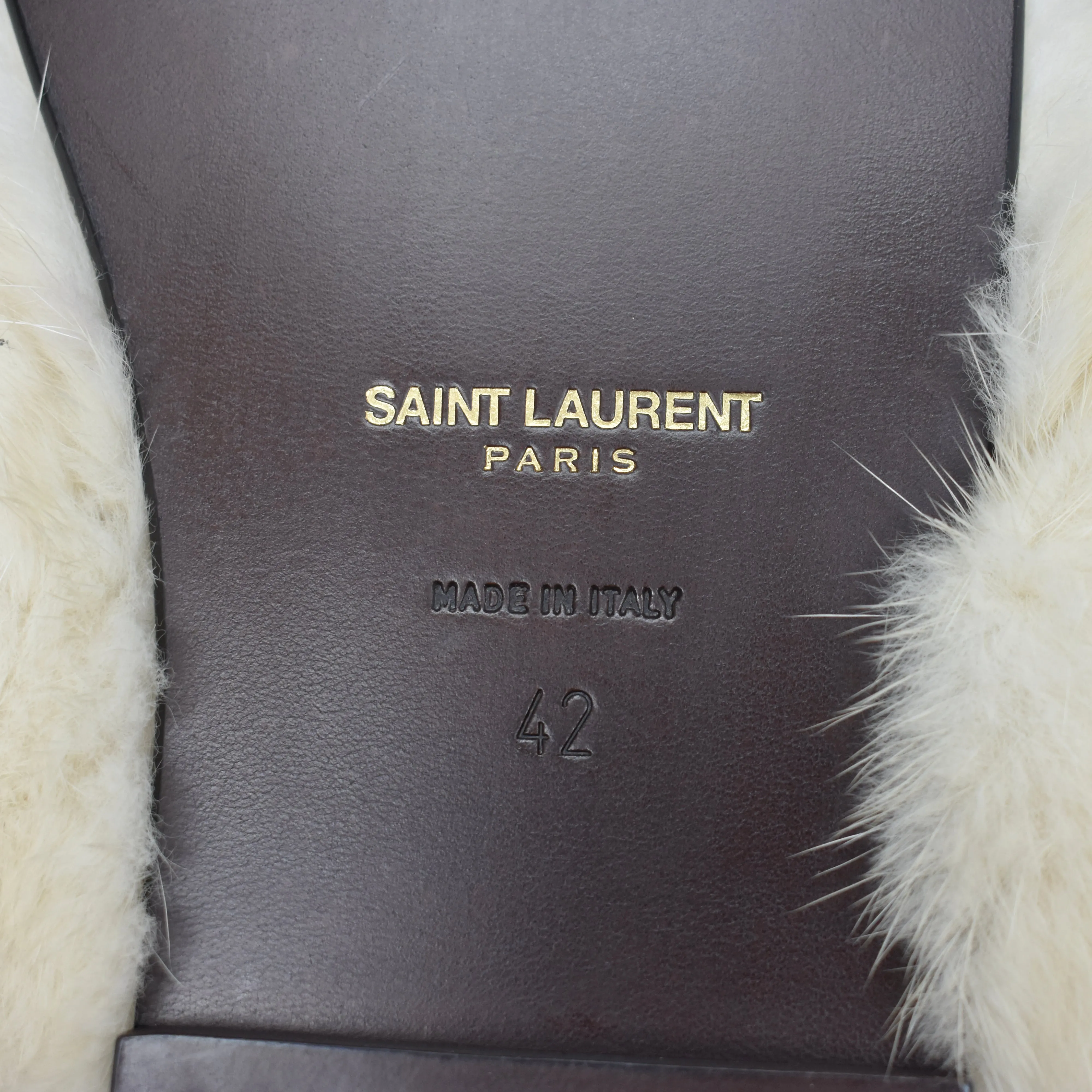 Saint Laurent - Beige Genuine Fur Pepe Flip Flops Whisper Slippers