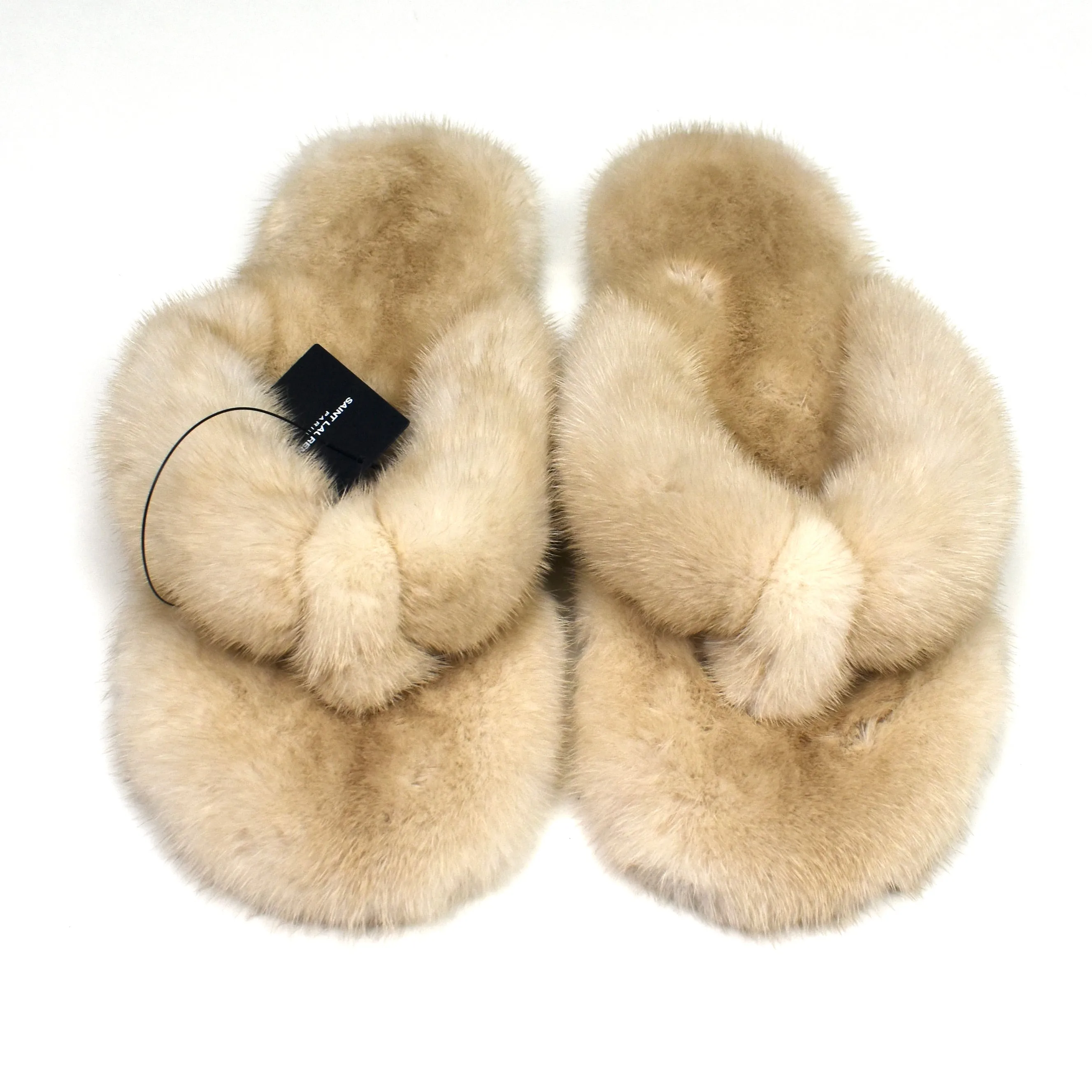 Athletic Slippers Saint Laurent - Beige Genuine Fur Pepe Flip Flops