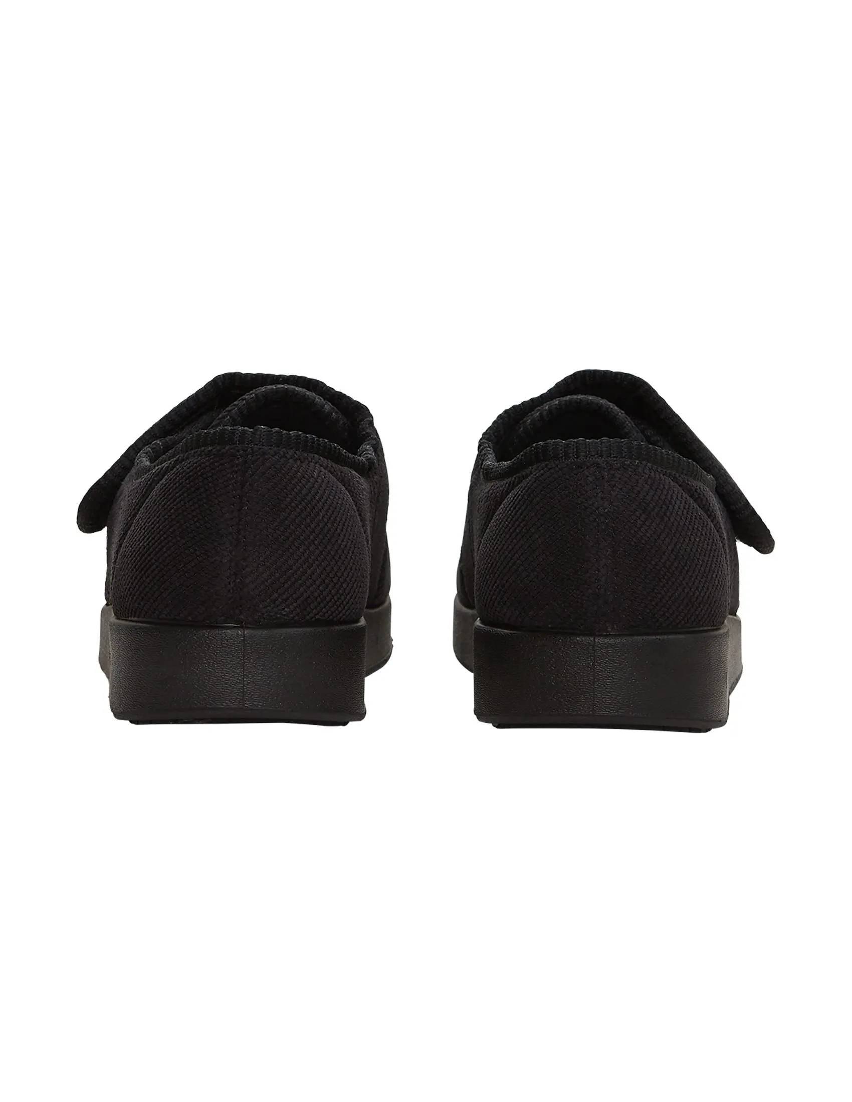 Black Flat Slide Sandals Men's Soft Wide Adjustable Slippers