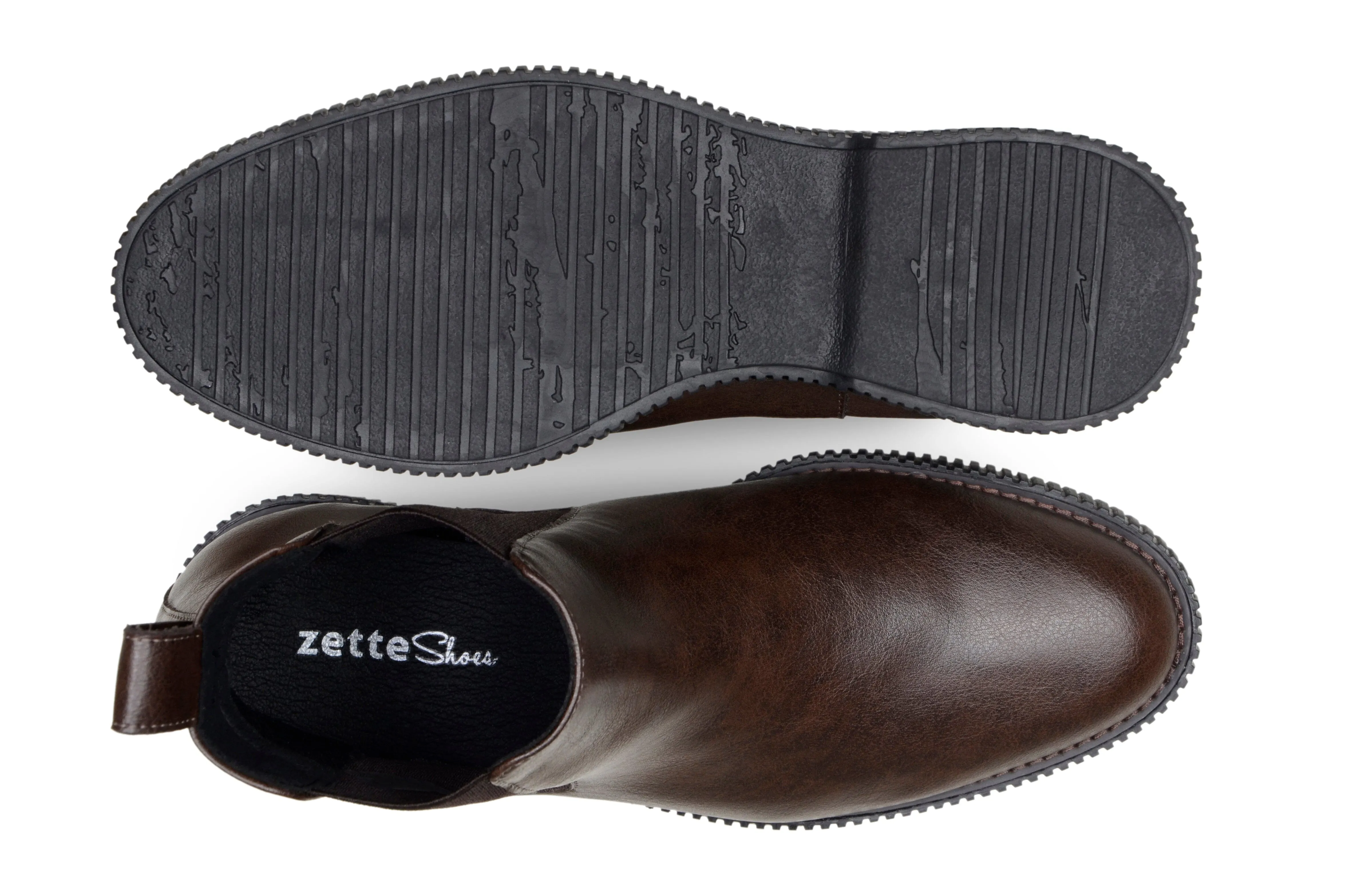 Rubber Cowboy Boots 'Rafael' men's creeper sole chelsea boot in vegan leather by Zette Shoes - espresso