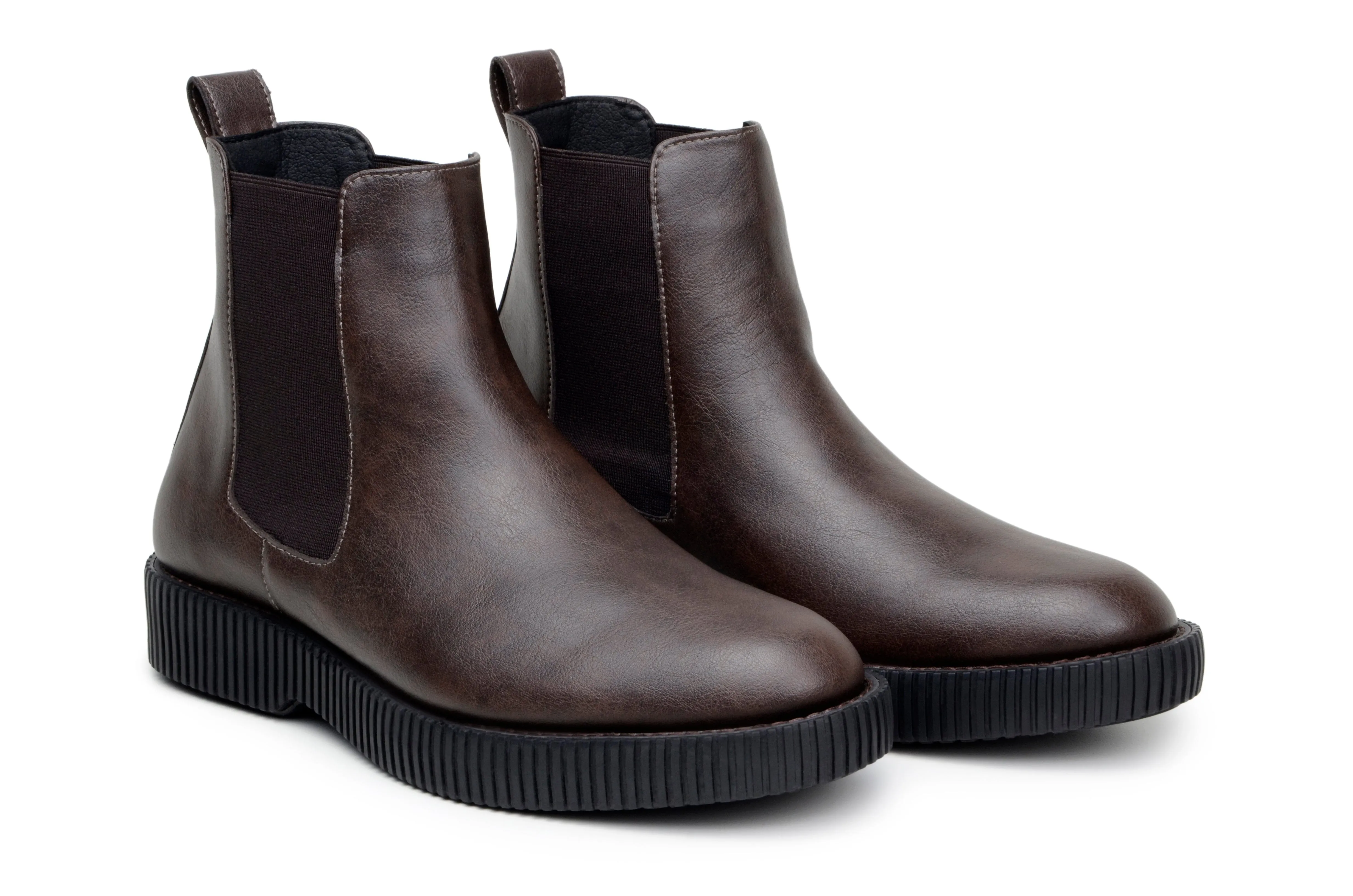 'Rafael' men's creeper sole chelsea boot in vegan leather by Zette Shoes - espresso Diehard Boots