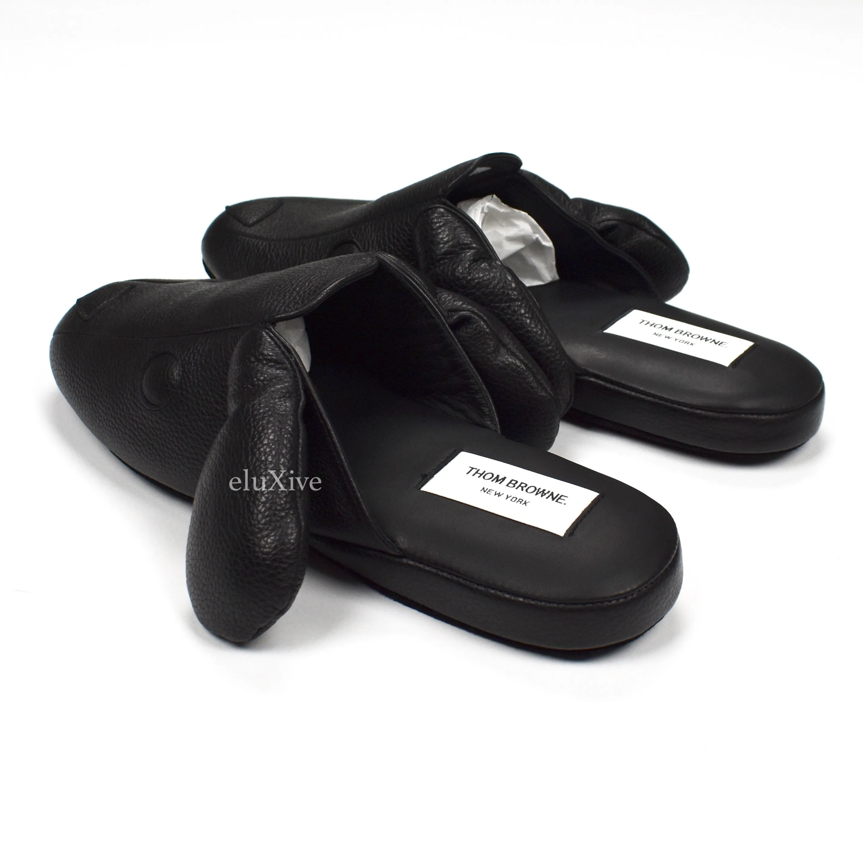 Thom Browne - Black Leather 'Hector' Dog Slippers Cars Slippers