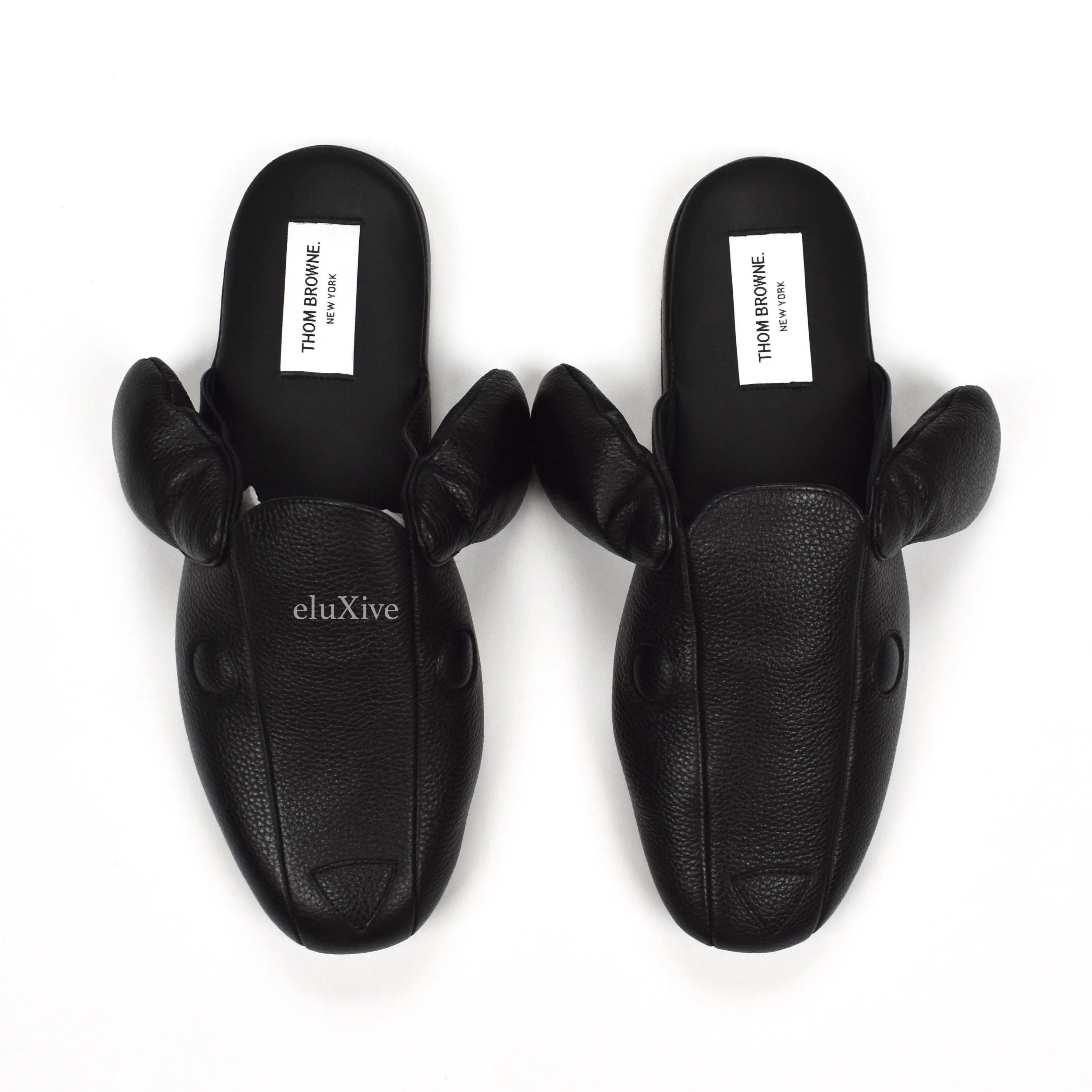 Thom Browne - Black Leather 'Hector' Dog Slippers Slippers Lavender