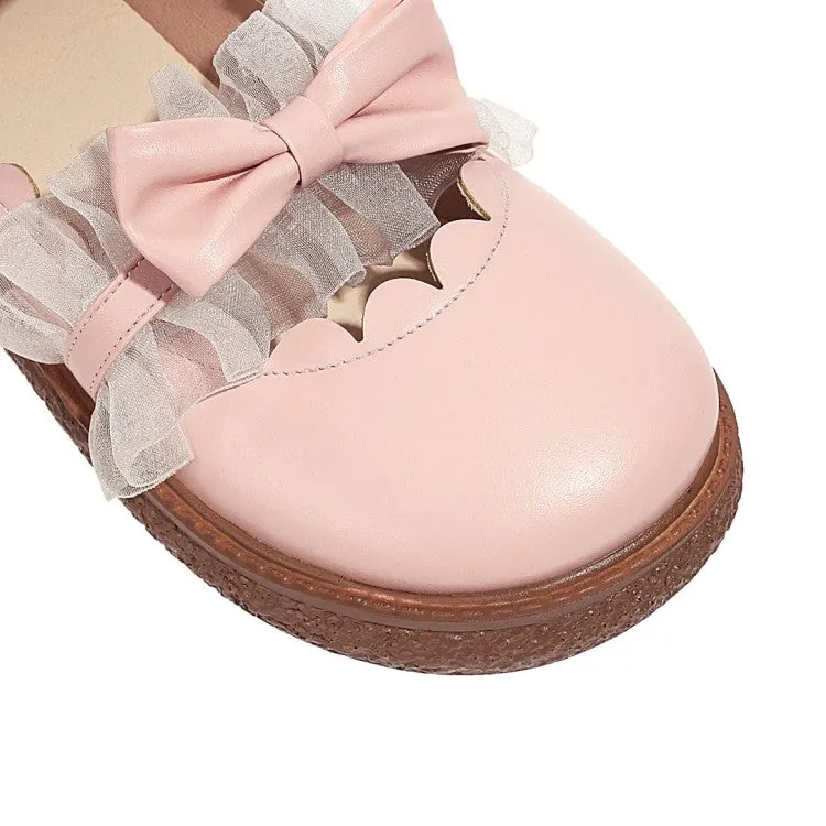 Flat Shoes On Women's Lolita Lace Butterfly Knot Platform Flats Shoes