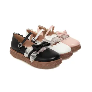 Flat Shoes Quotes Women's Lolita Lace Butterfly Knot Platform Flats Shoes