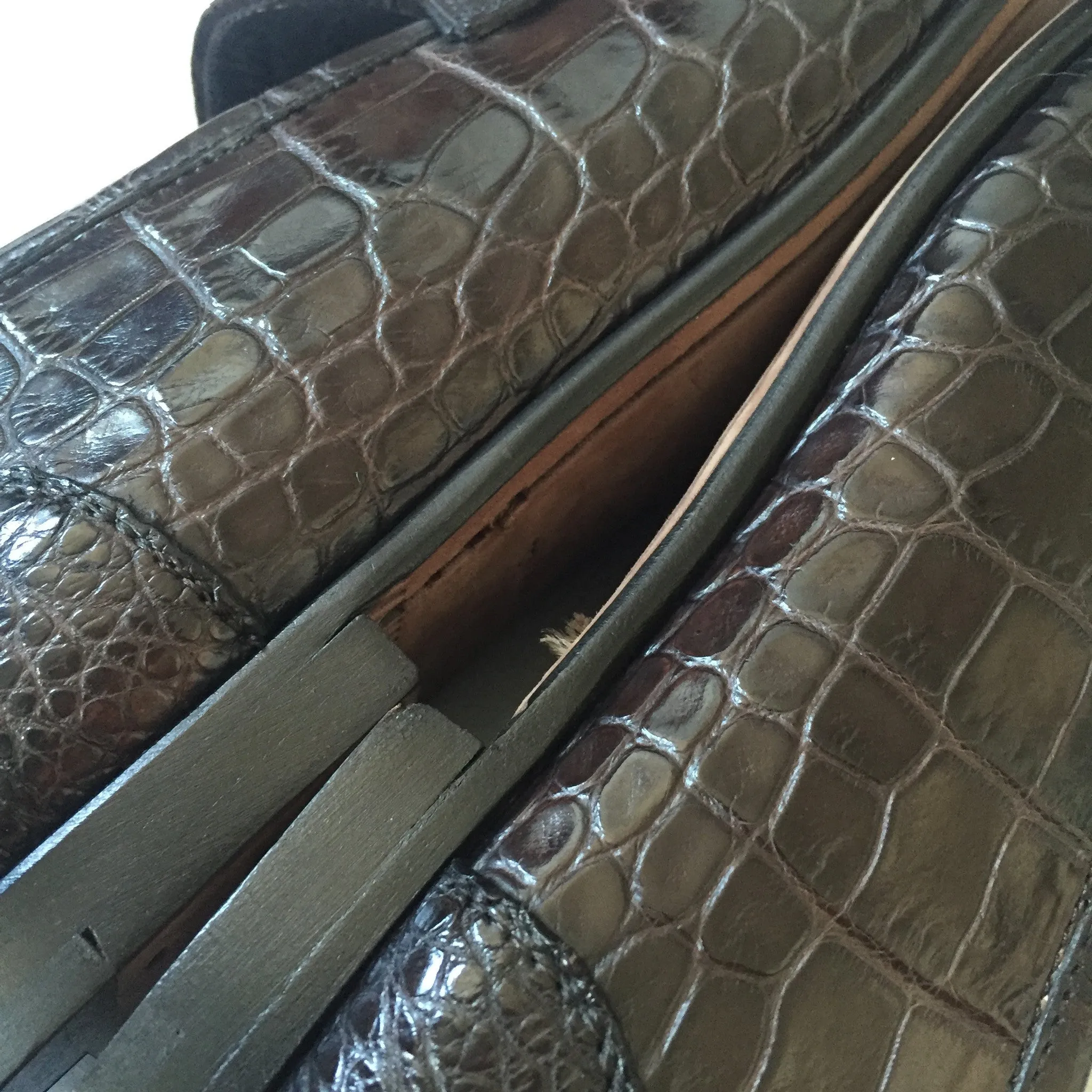 Tom Ford - Brown Genuine Crocodile Loafers Full Foot Foam Slippers