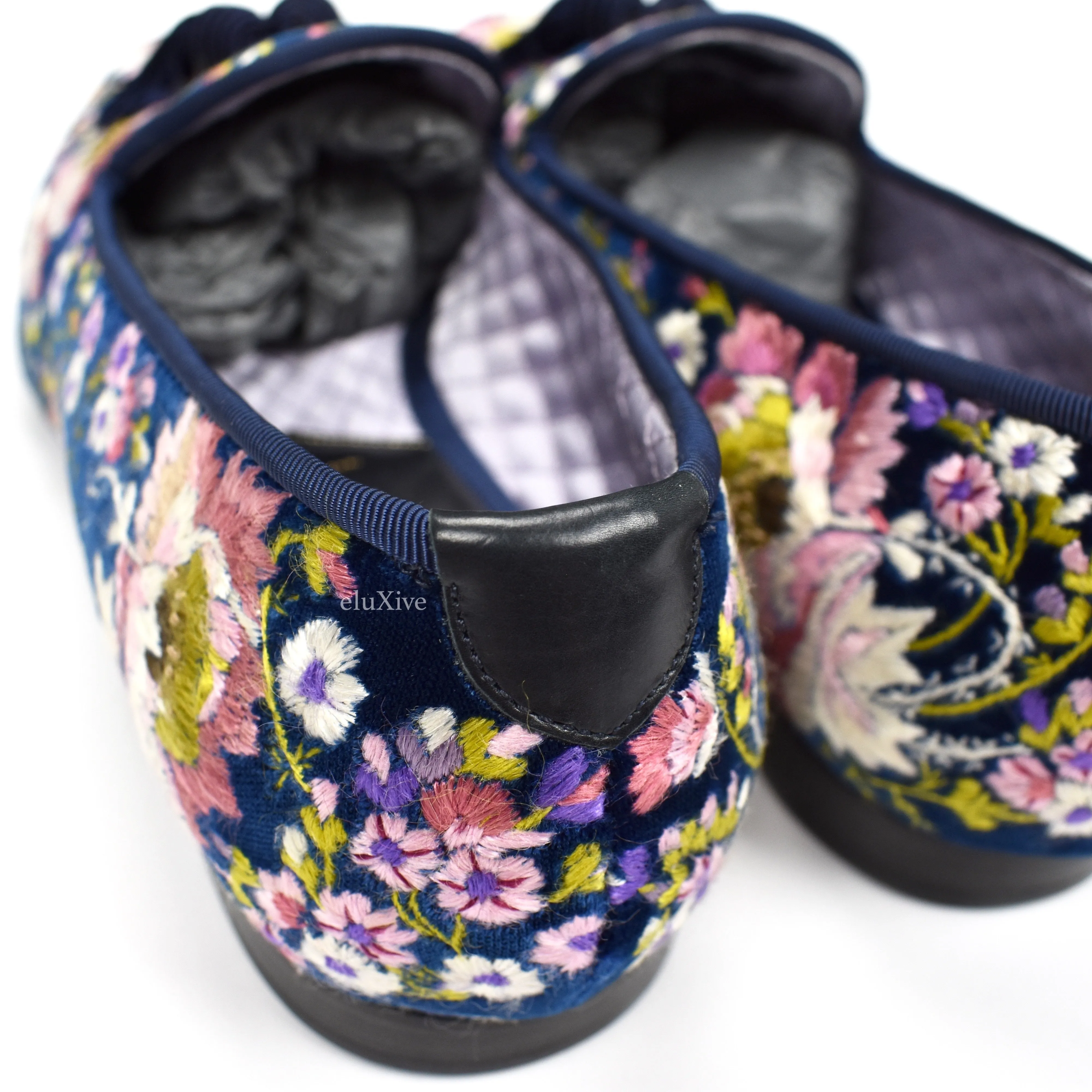 Tom Ford - Hand Embroidered Floral Velvet Loafers Crocheted Slippers For Adults