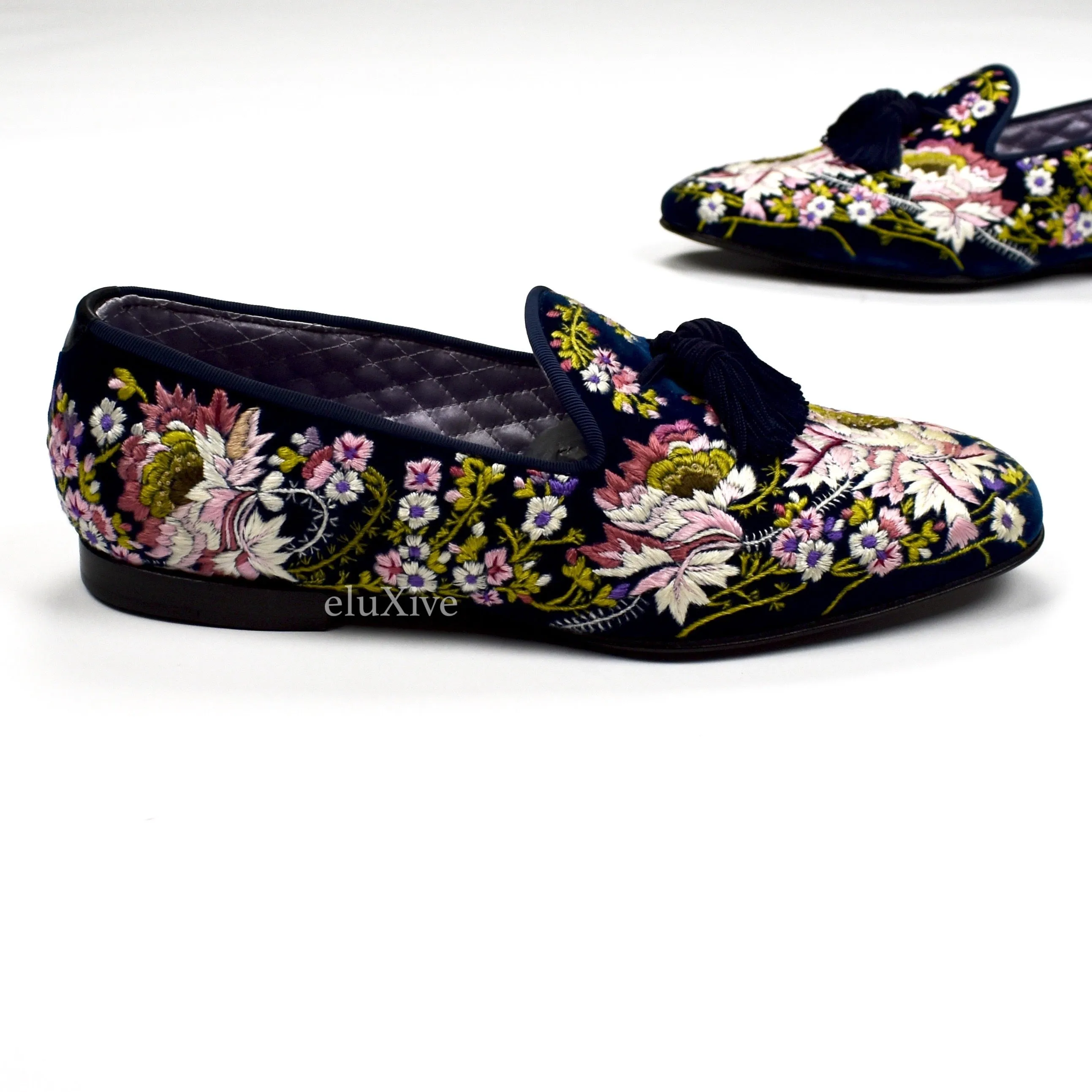 Slides Benassi Tom Ford - Hand Embroidered Floral Velvet Loafers