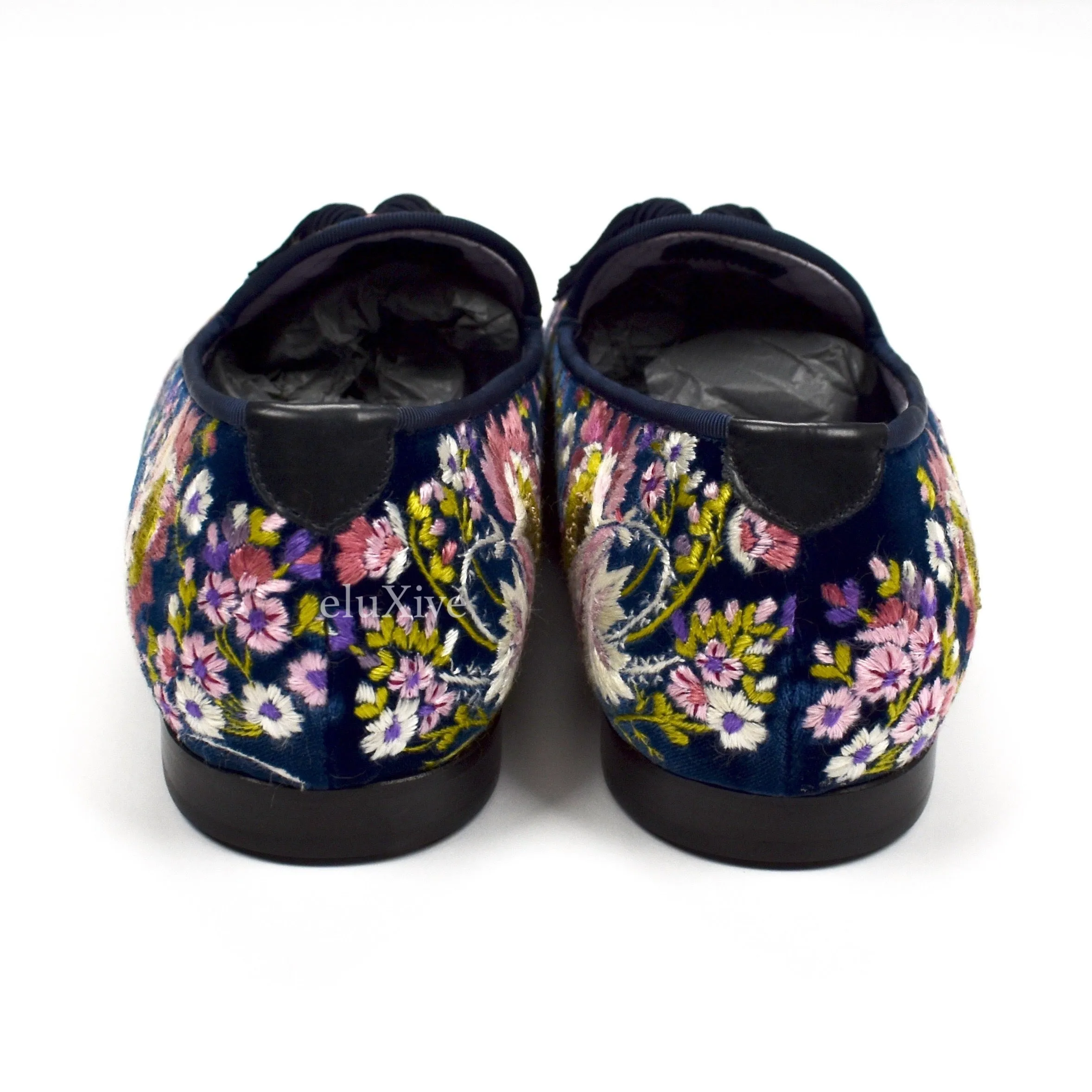 Tom Ford - Hand Embroidered Floral Velvet Loafers Luxury Spa Slippers