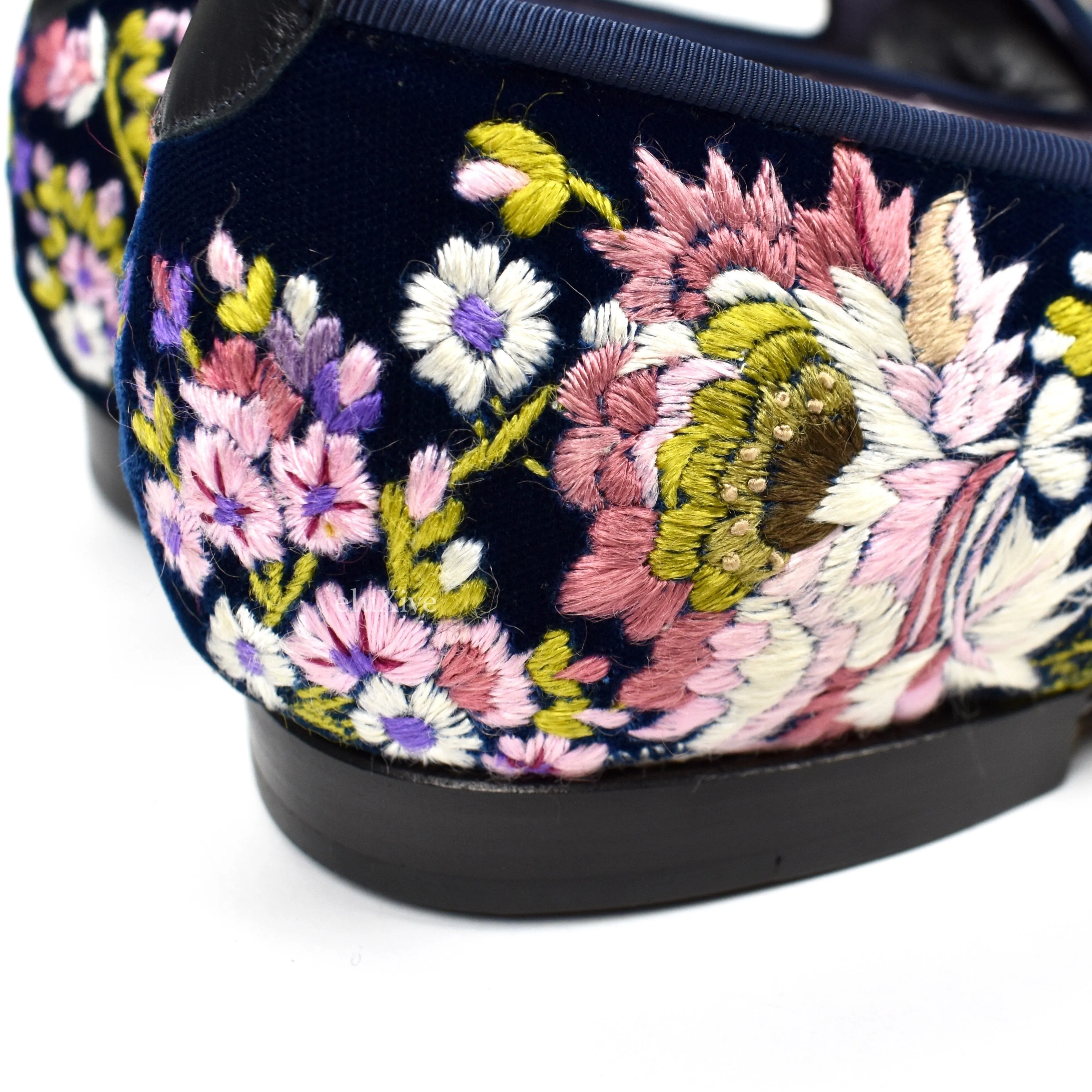 Slippers With Eyes Tom Ford - Hand Embroidered Floral Velvet Loafers