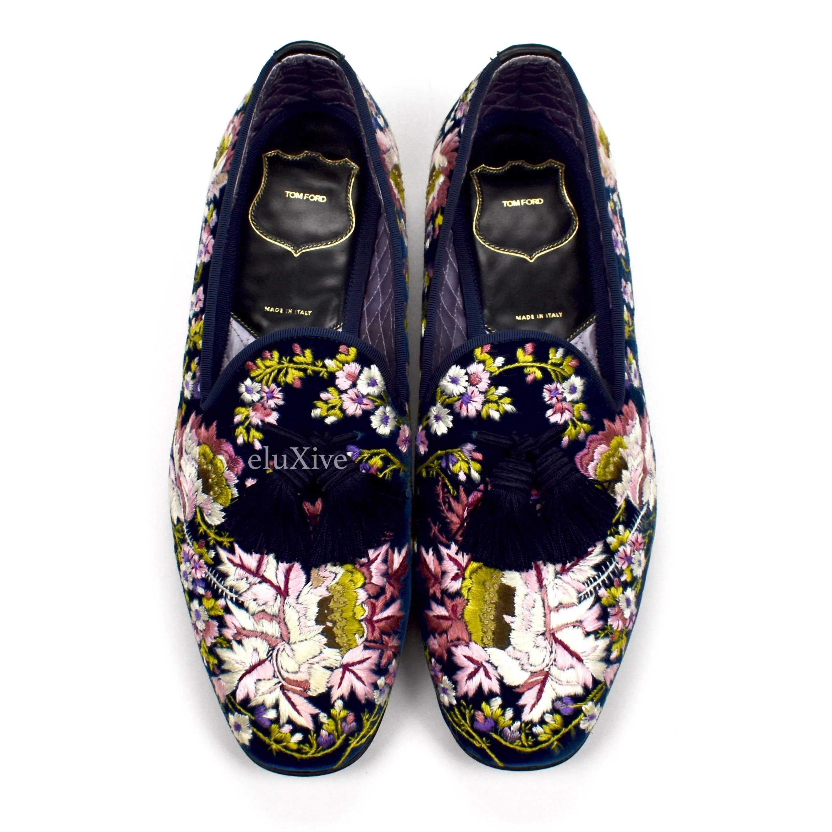Slippers Free Tom Ford - Hand Embroidered Floral Velvet Loafers