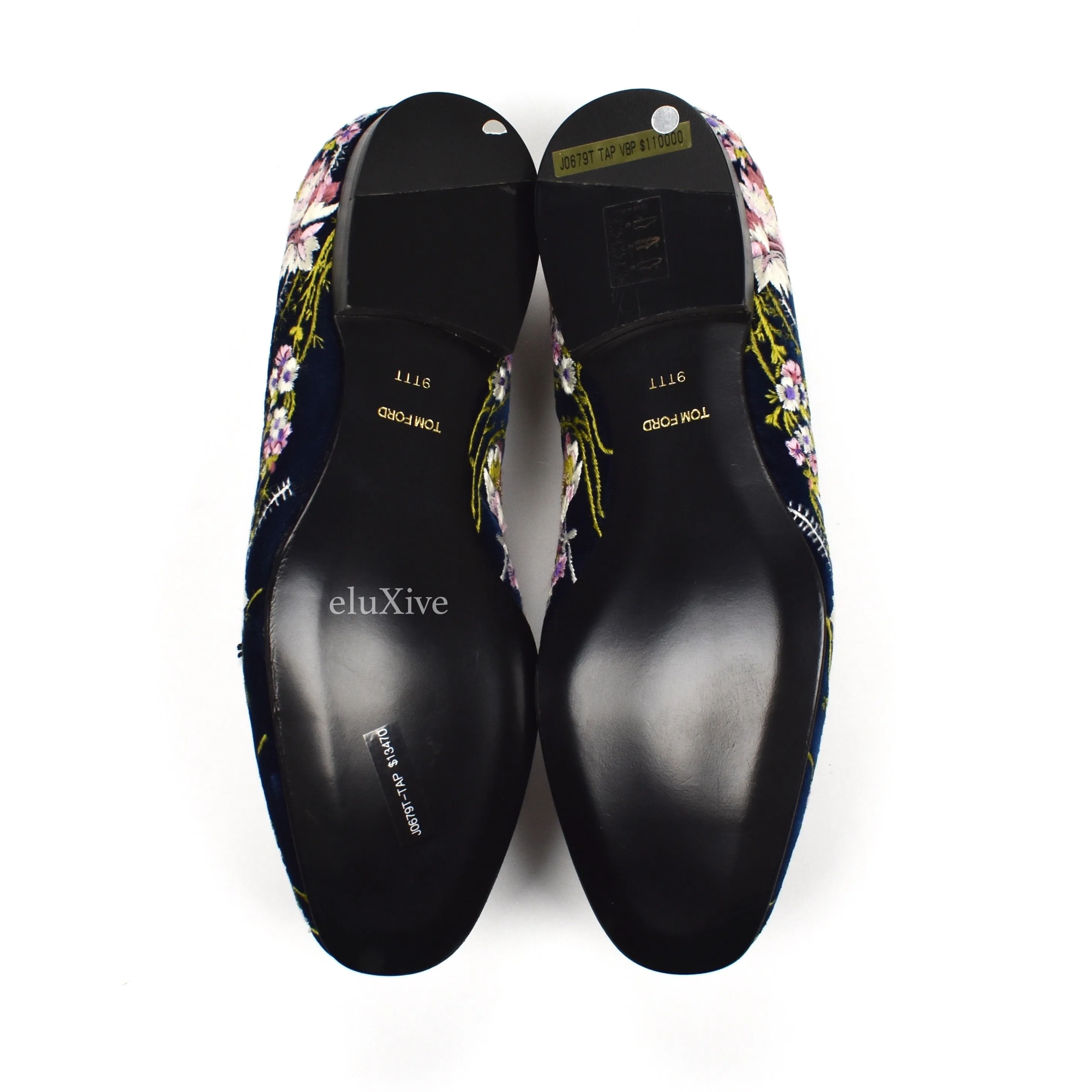 Comfortable Wedding Slippers Tom Ford - Hand Embroidered Floral Velvet Loafers