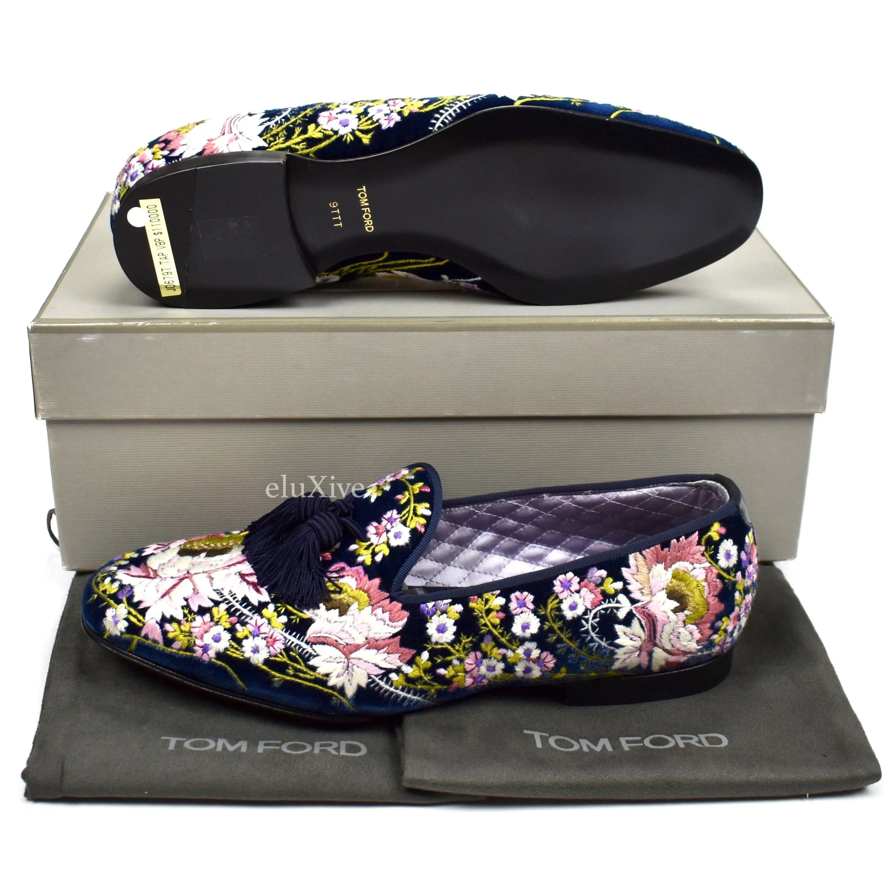 Railway Slippers Tom Ford - Hand Embroidered Floral Velvet Loafers