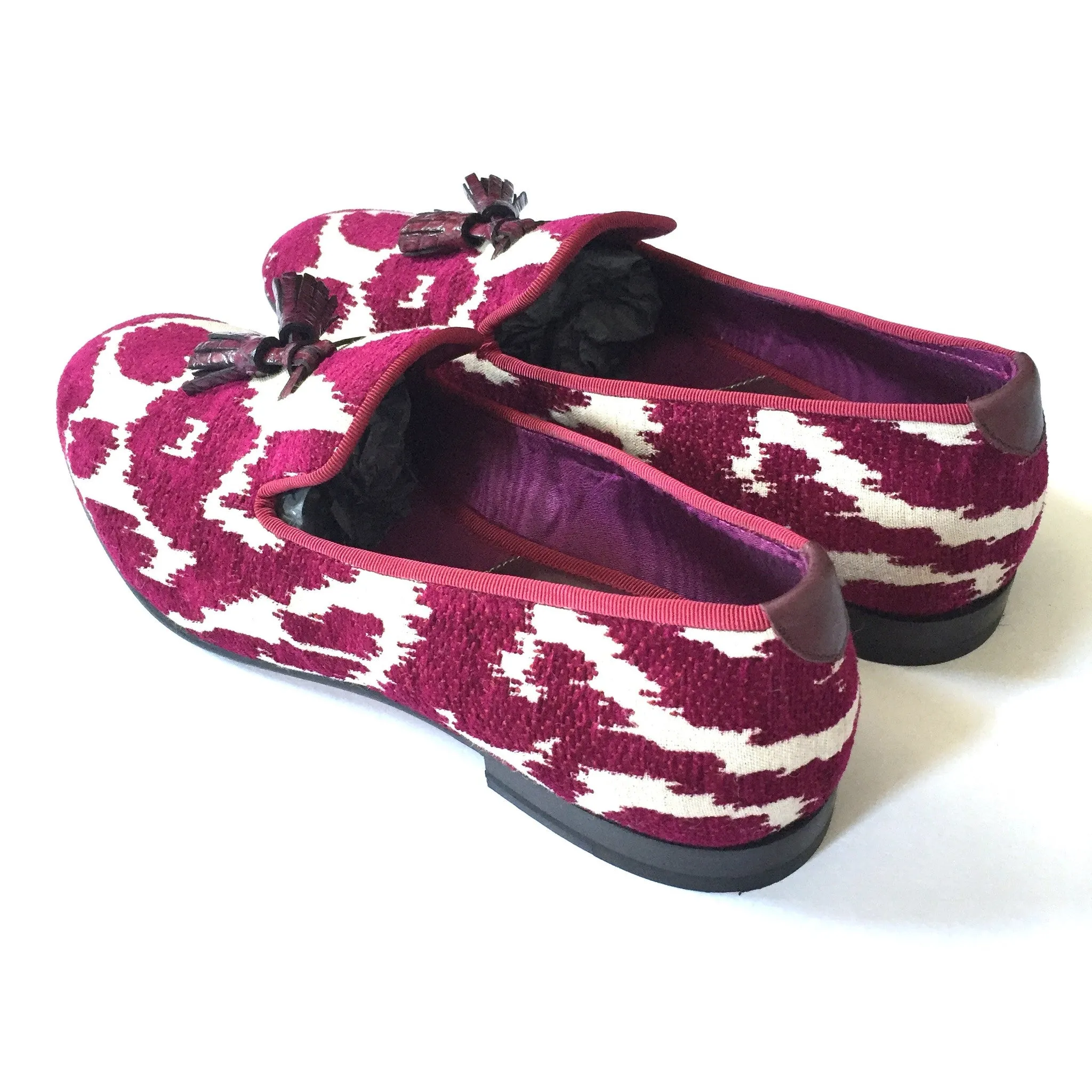 Slippers With Zipper Tom Ford - Magenta Jacquard Croc Tassel Loafers