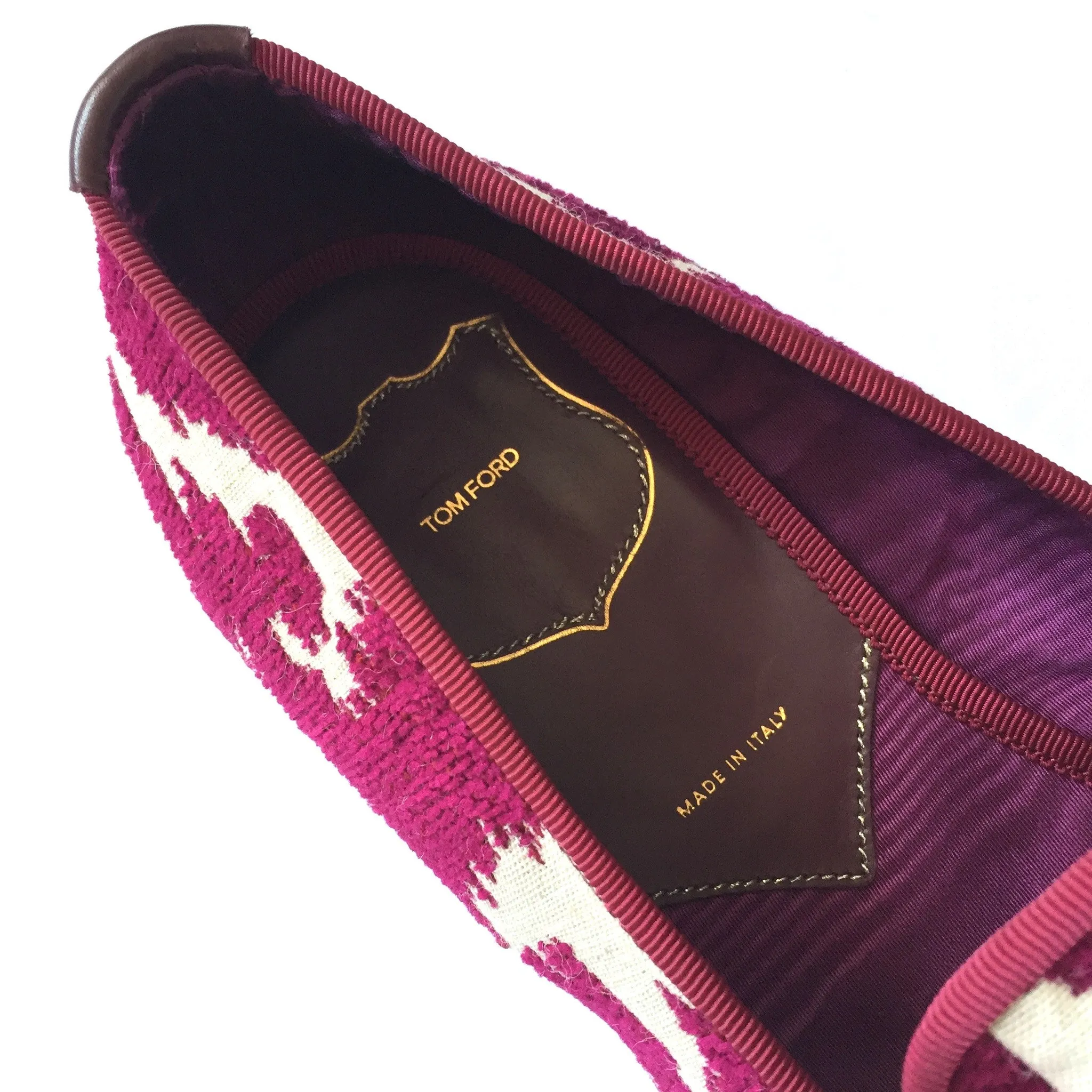 Tom Ford - Magenta Jacquard Croc Tassel Loafers Teddy Bear With Bunny Slippers