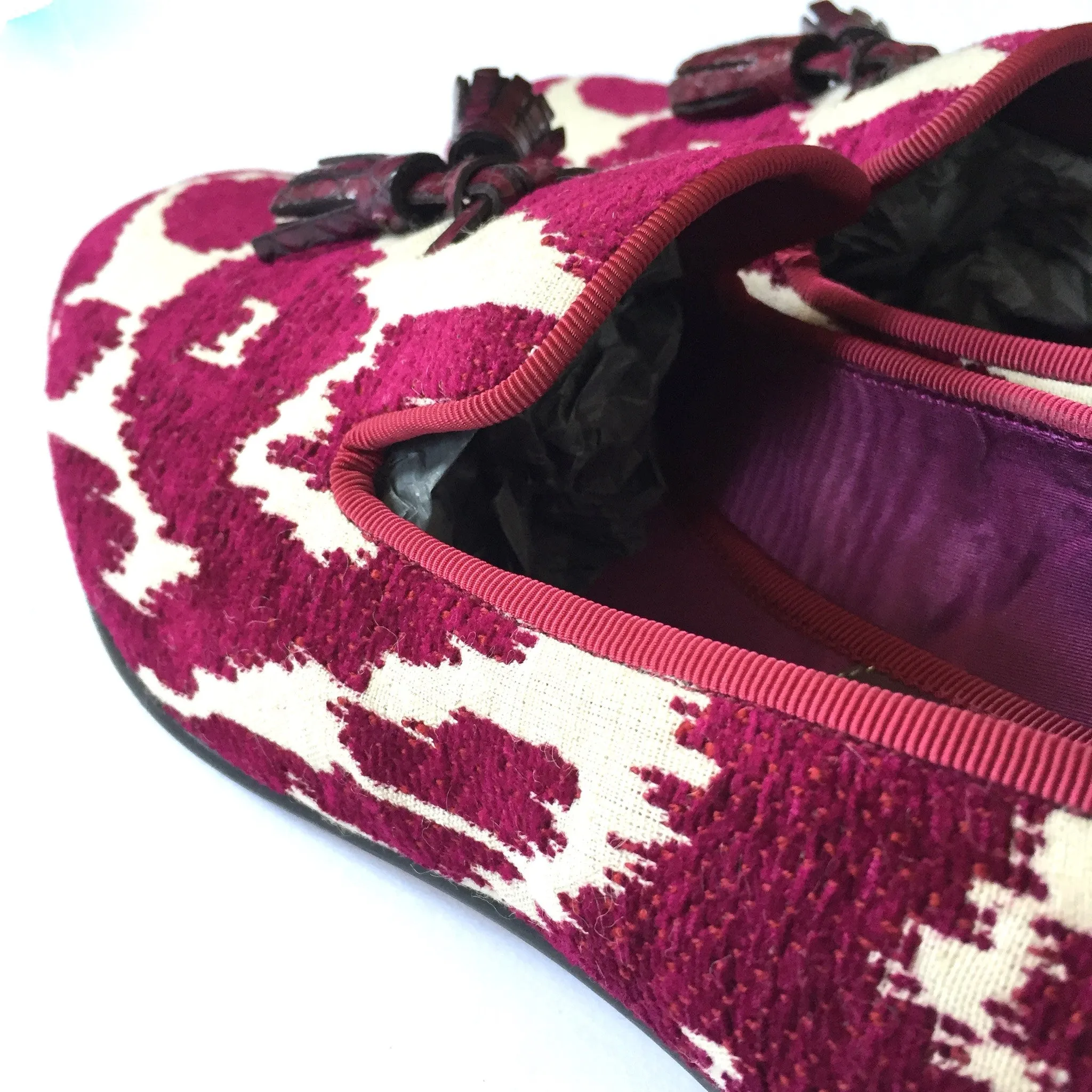 Tom Ford - Magenta Jacquard Croc Tassel Loafers Snoopy Fall Slippers