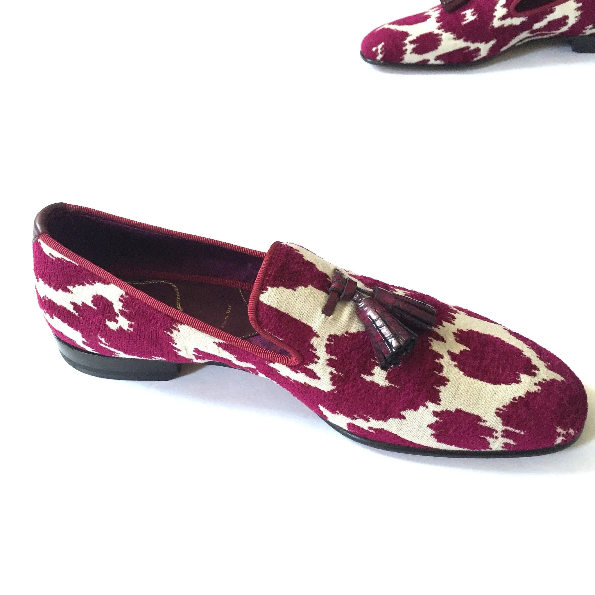 Crochet Easy Slippers Free Patterns Tom Ford - Magenta Jacquard Croc Tassel Loafers